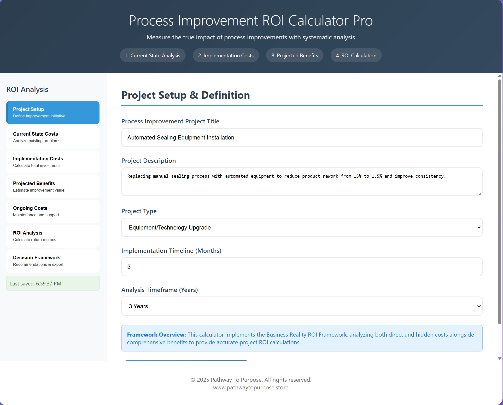 Process Improvement ROI Calculator Pro