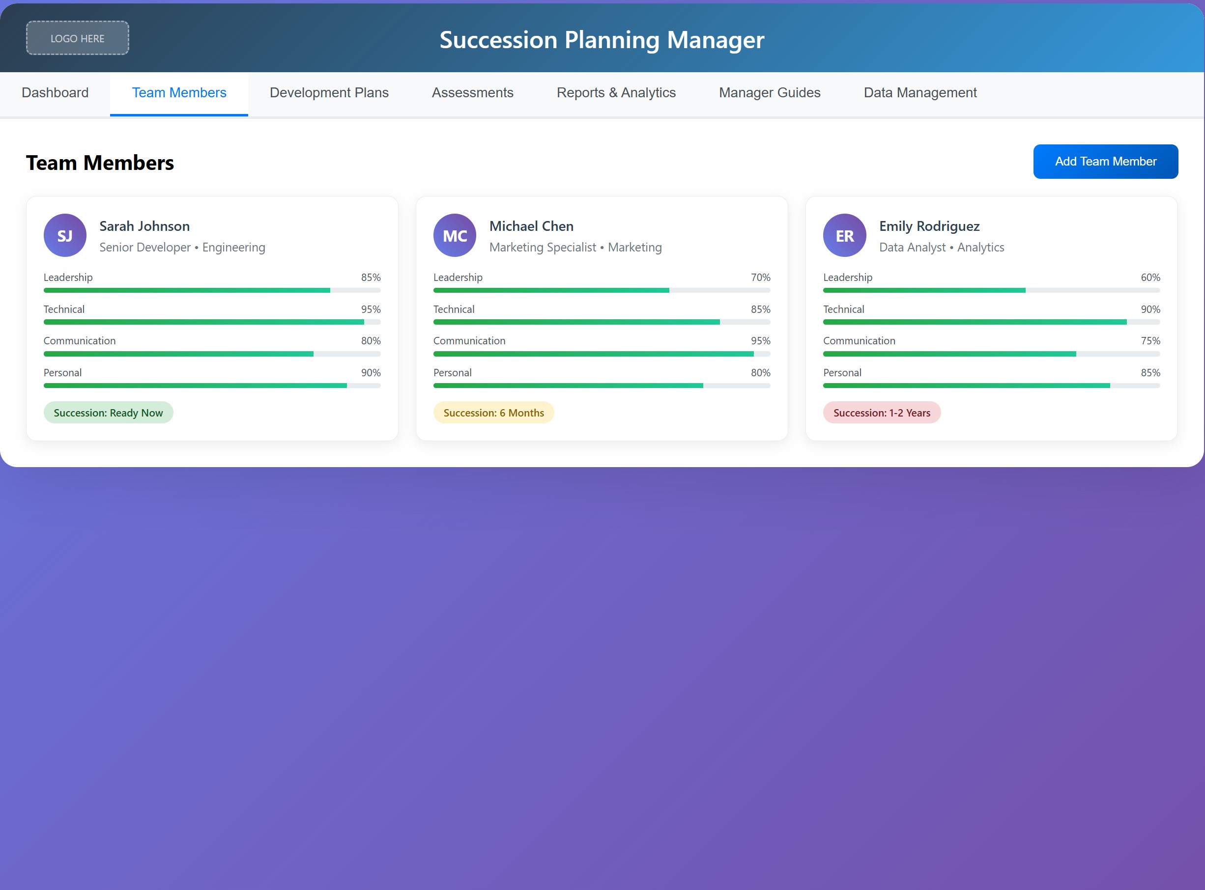 Succession Planning Manager Dashboard