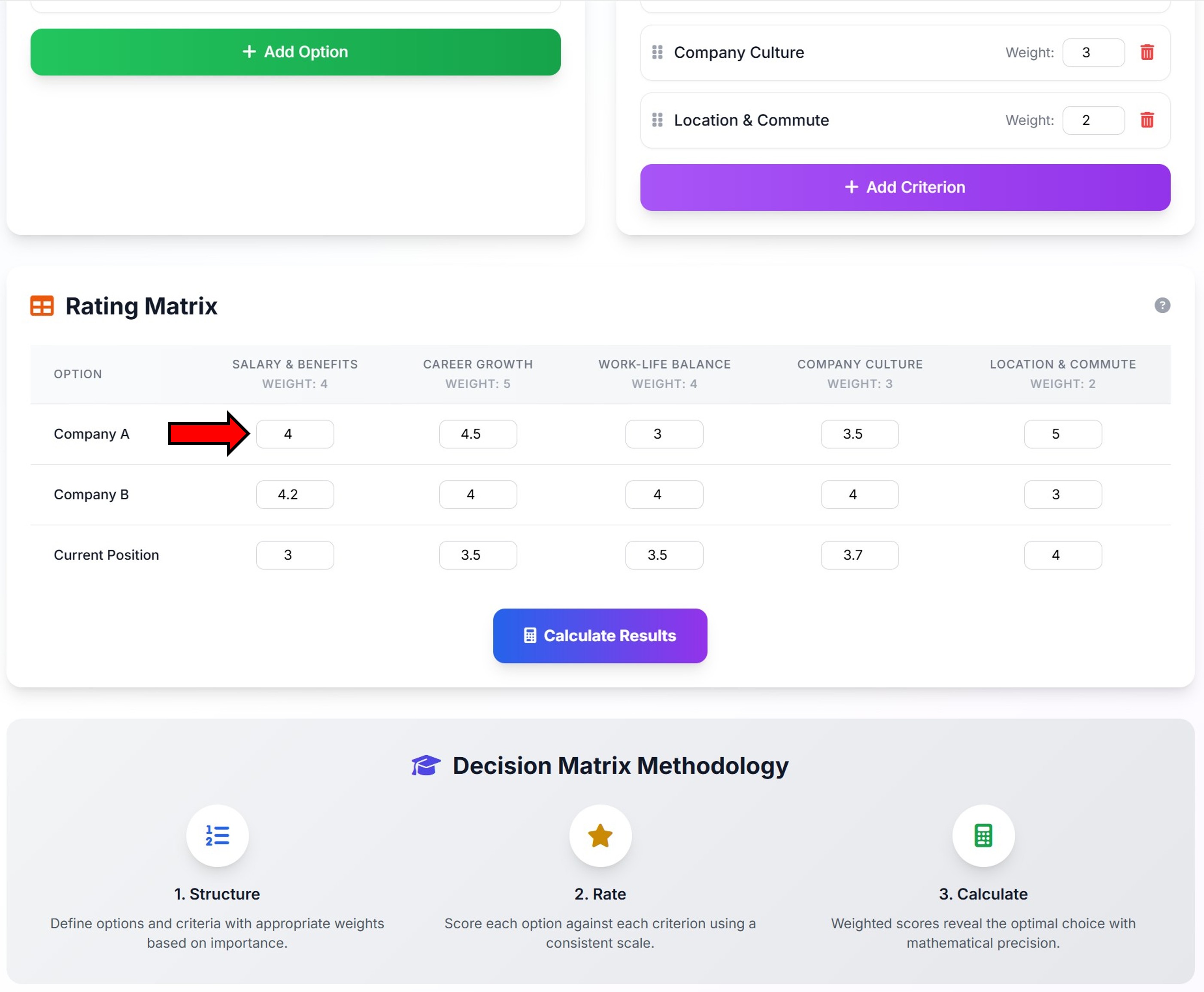 Premium Decision Matrix Calculator