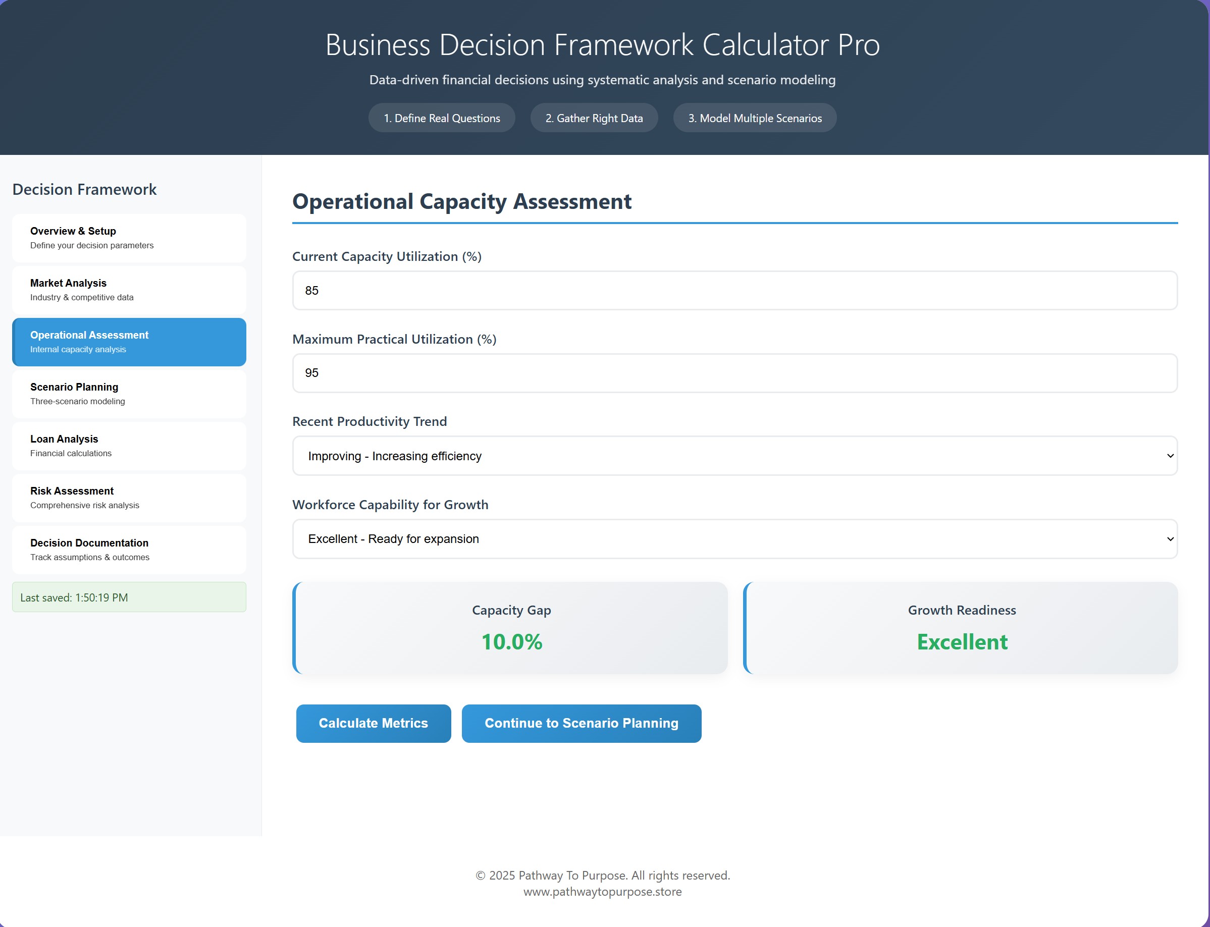 Business Decision Framework Calculator Pro