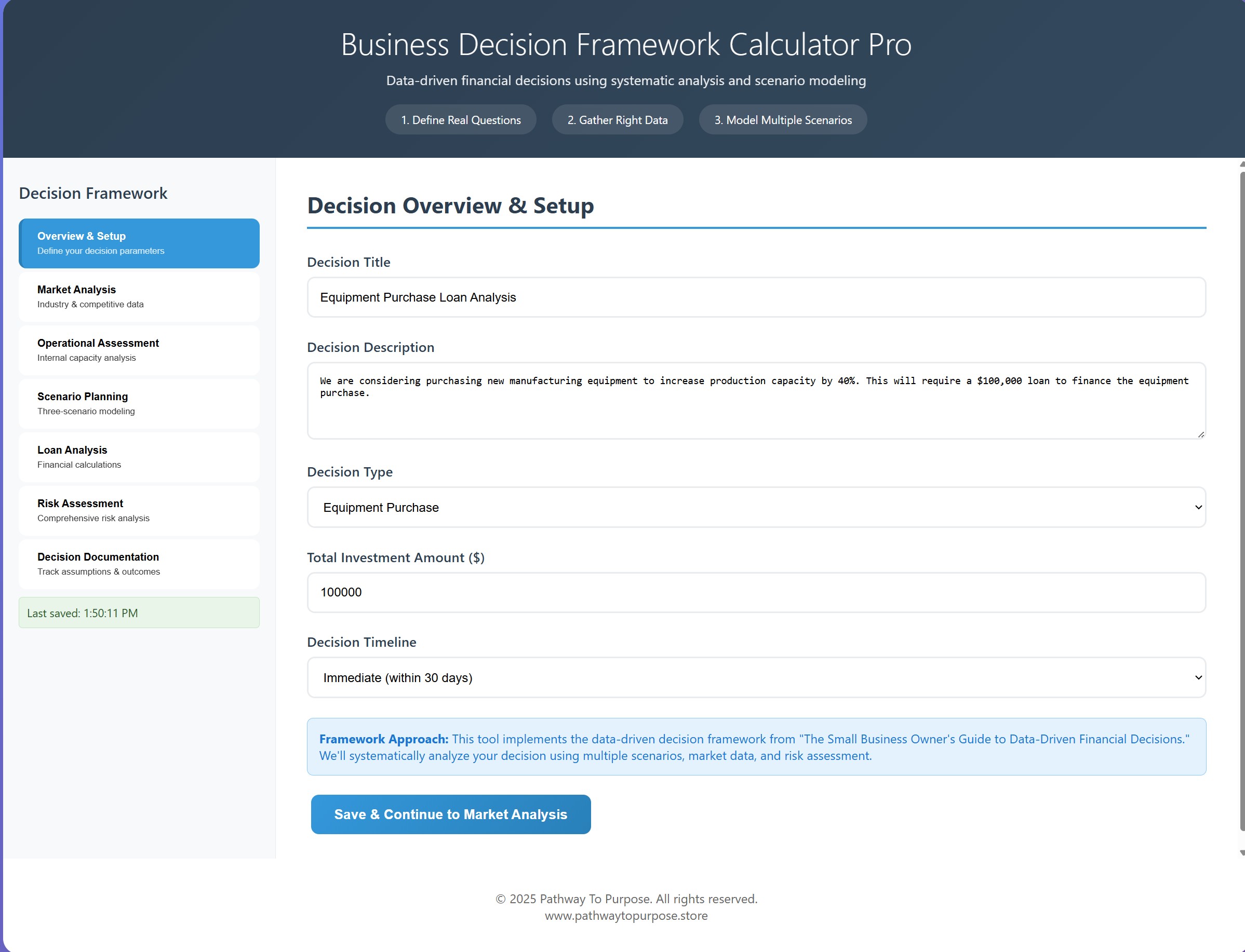 Business Decision Framework Calculator Pro