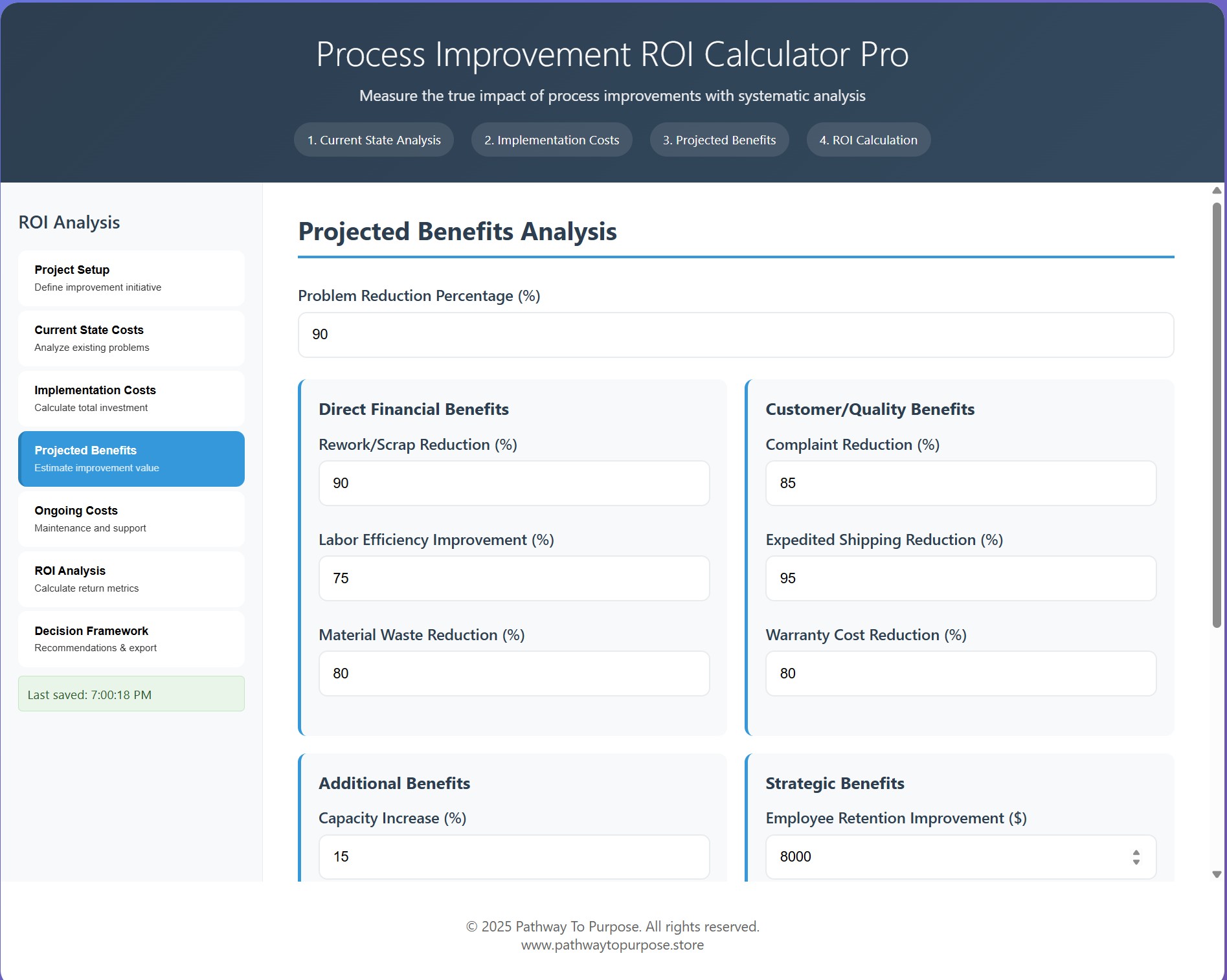 Process Improvement ROI Calculator Pro