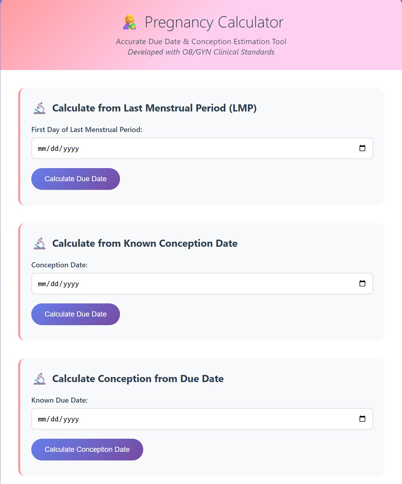 Pregnancy Due Date Calculator - Basic Version
