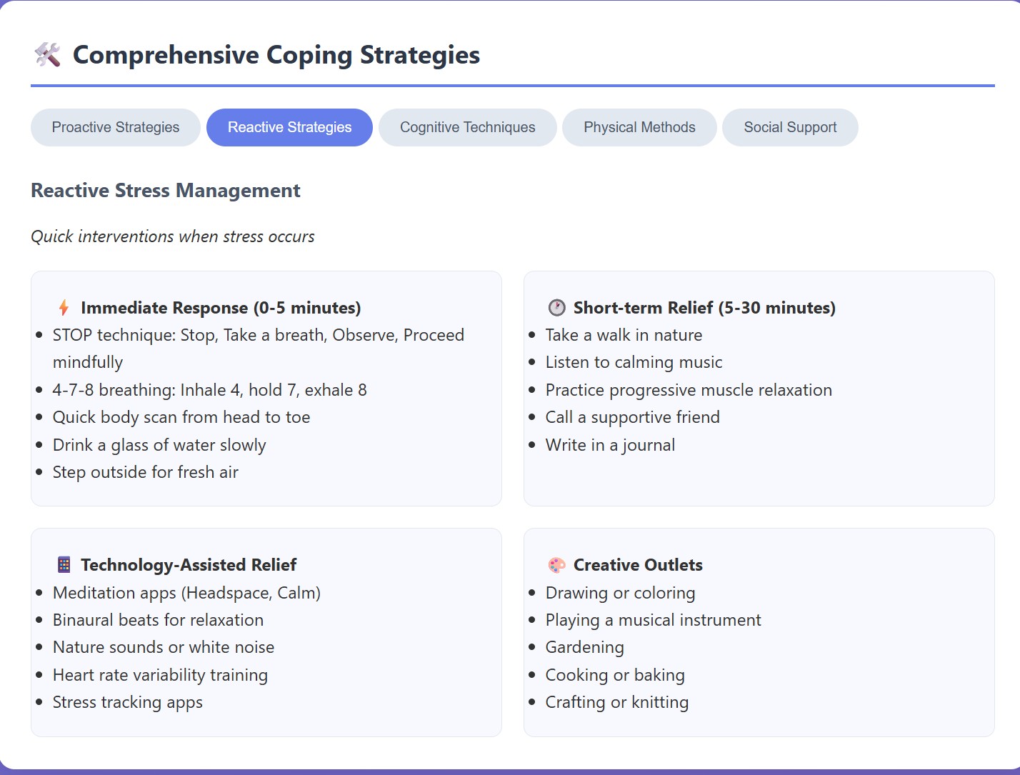Stress Assessment & Coping Strategies Tool