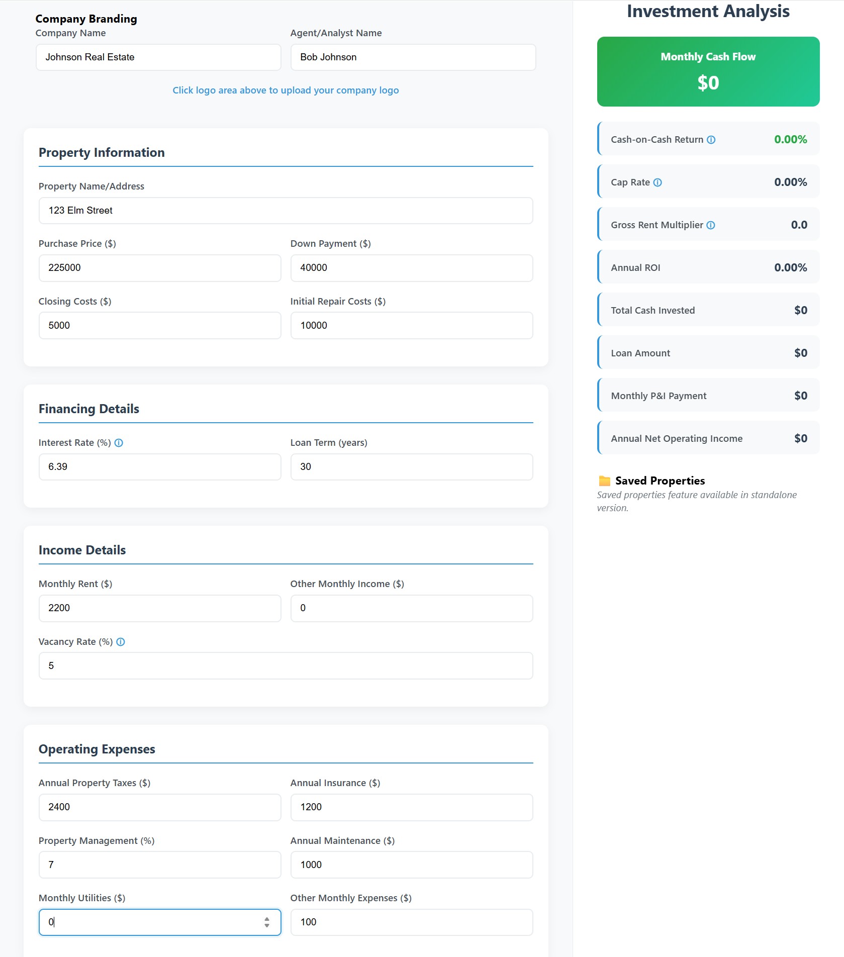 Rental Property ROI Calculator - Pro Edition