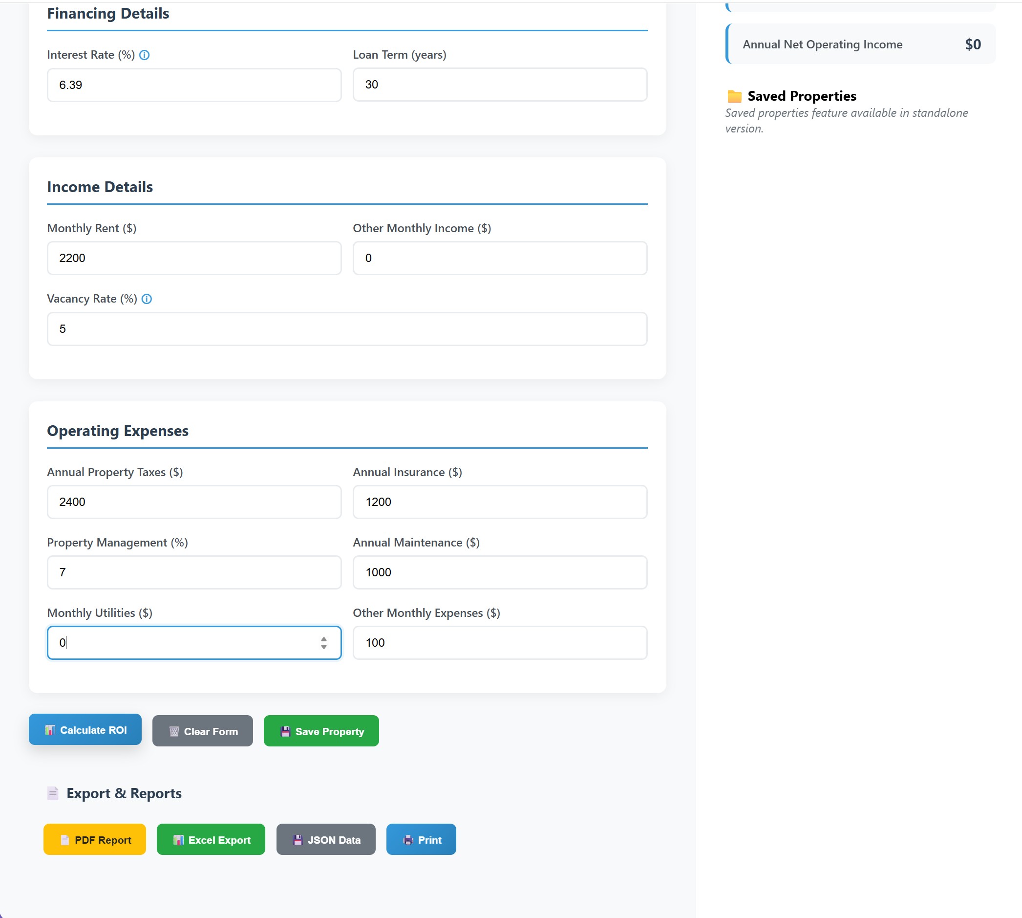 Rental Property ROI Calculator - Pro Edition