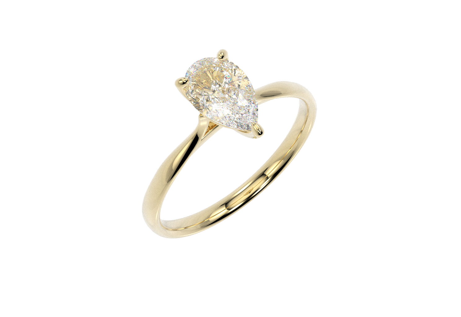Anillo compromiso Gota Moissanita 1ct Oro 10k y 14K