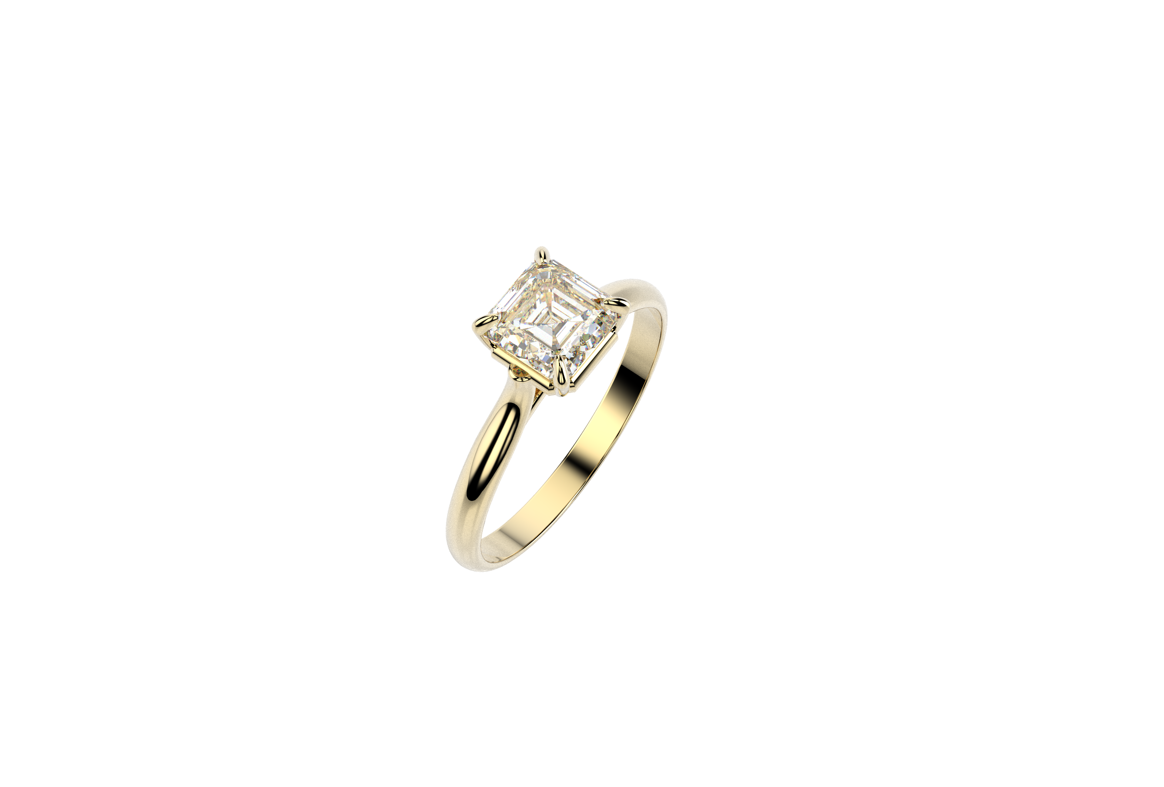 Anllo Compromiso Moissanita 1ct Oro 10k o 14k Corte Asscher