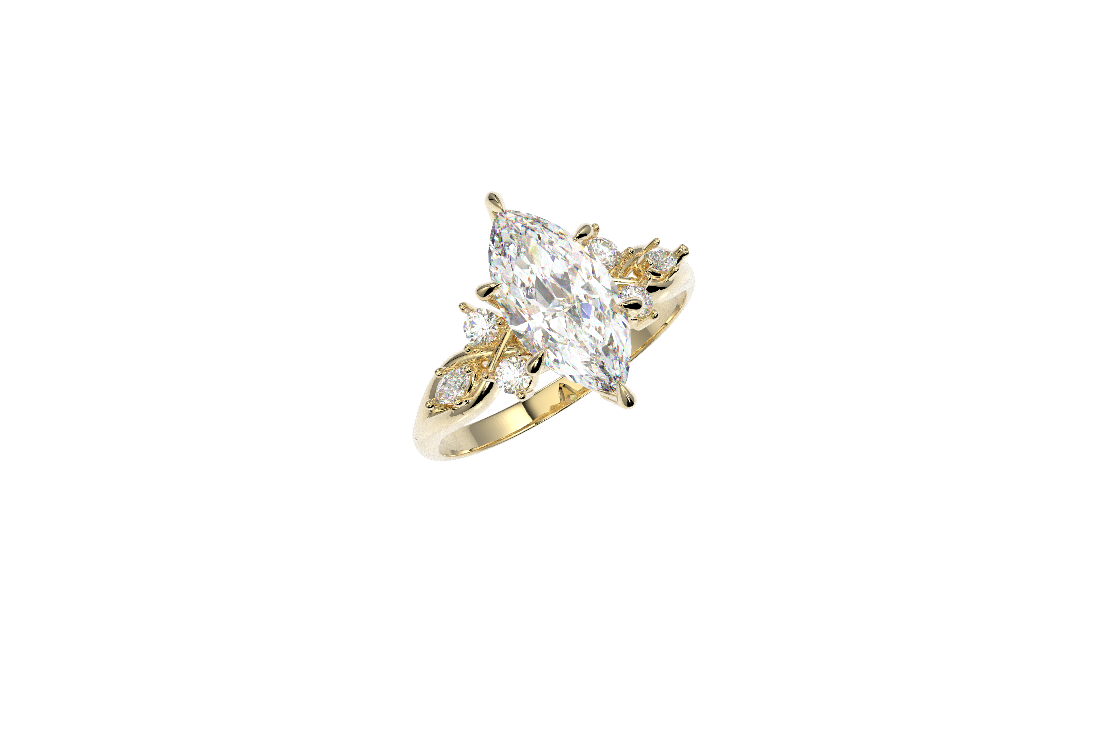 Anillo Victoria Compromiso Corte Marquise 2ct Oro 10k o 14k
