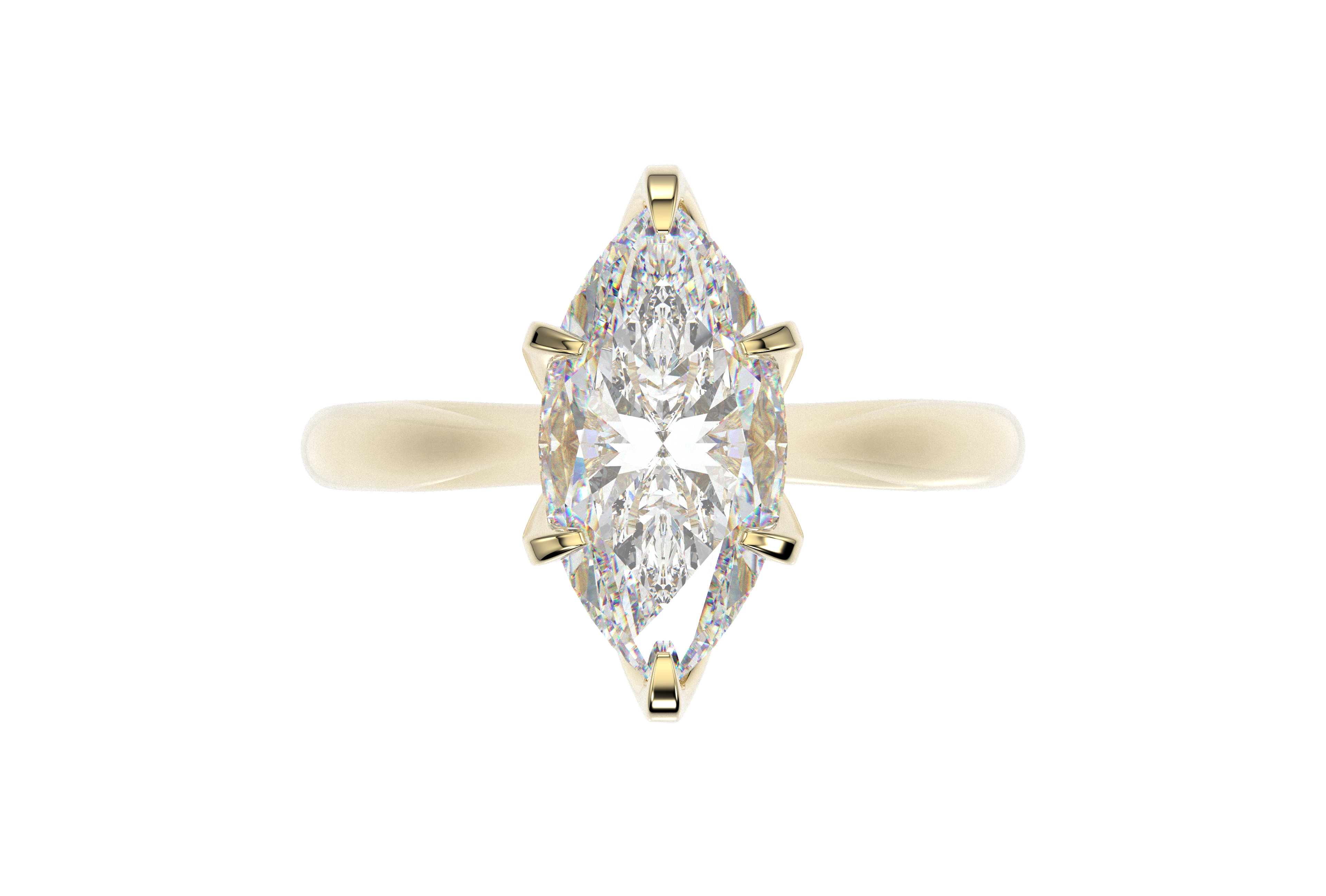 Anillo Compromiso Moissanita 2ct Corte Marquise Catedral Flor Oro 10k o 14k