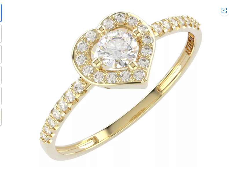 Anillo Corazon Brillo Promesa Oro 10k o 14k Delgado