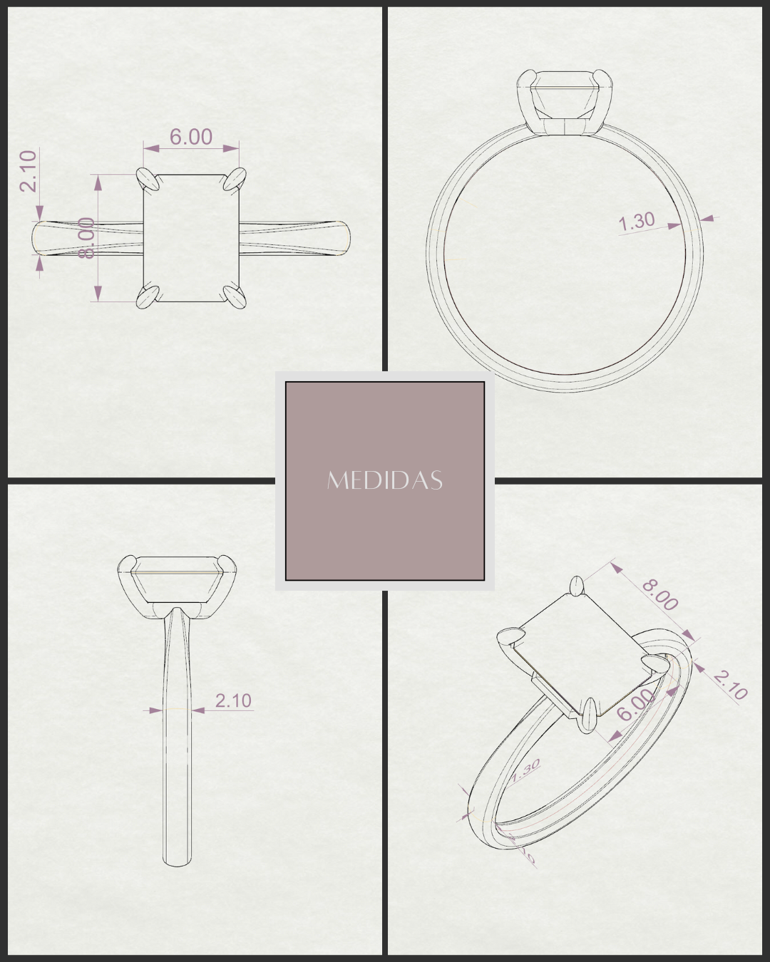  Anillo Compromiso Marquise Moissanita 2ct Oro 10k y 14k