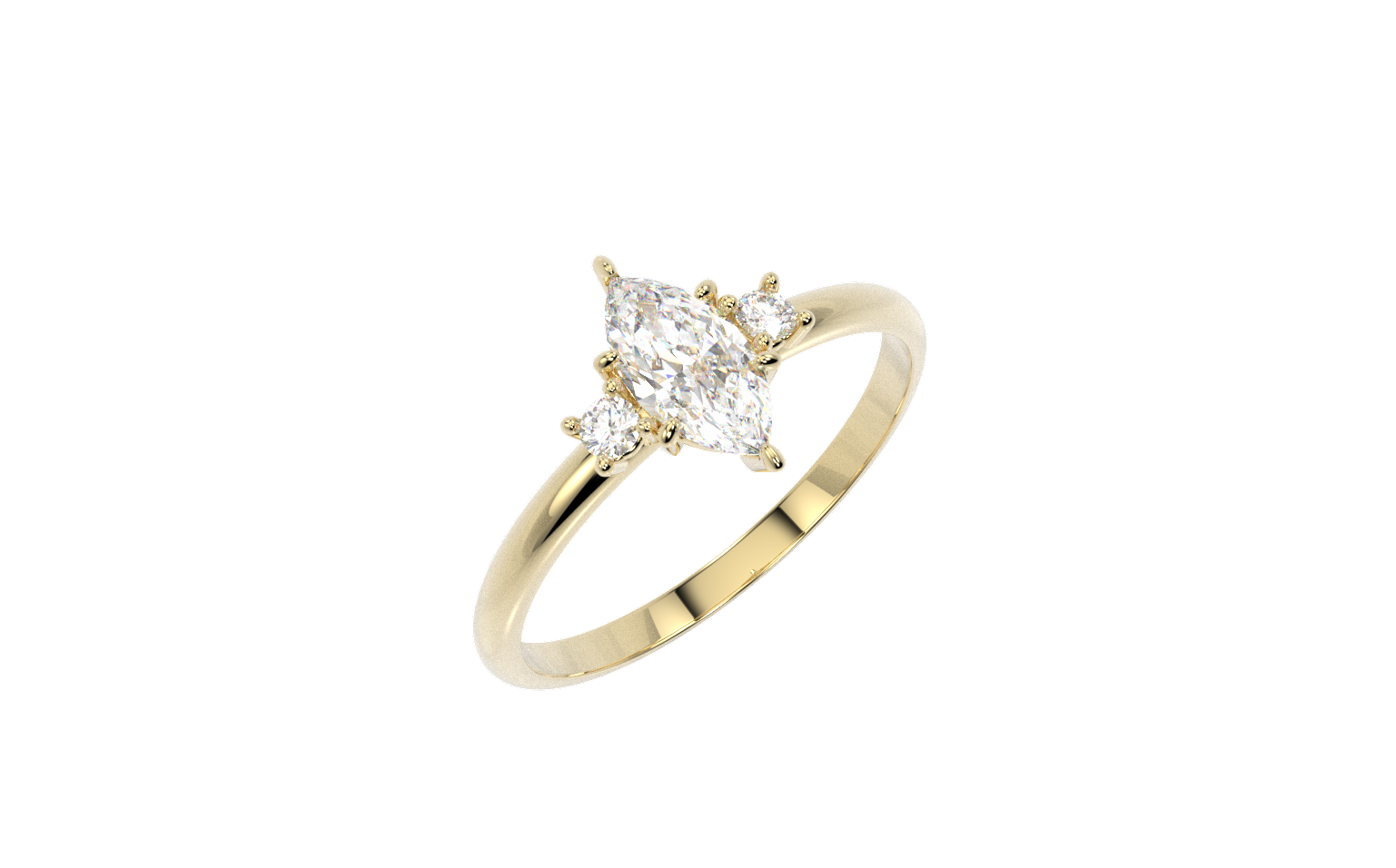 Anillo Promesa Presente Pasado Futuro Marquis Oro 10k o 14k