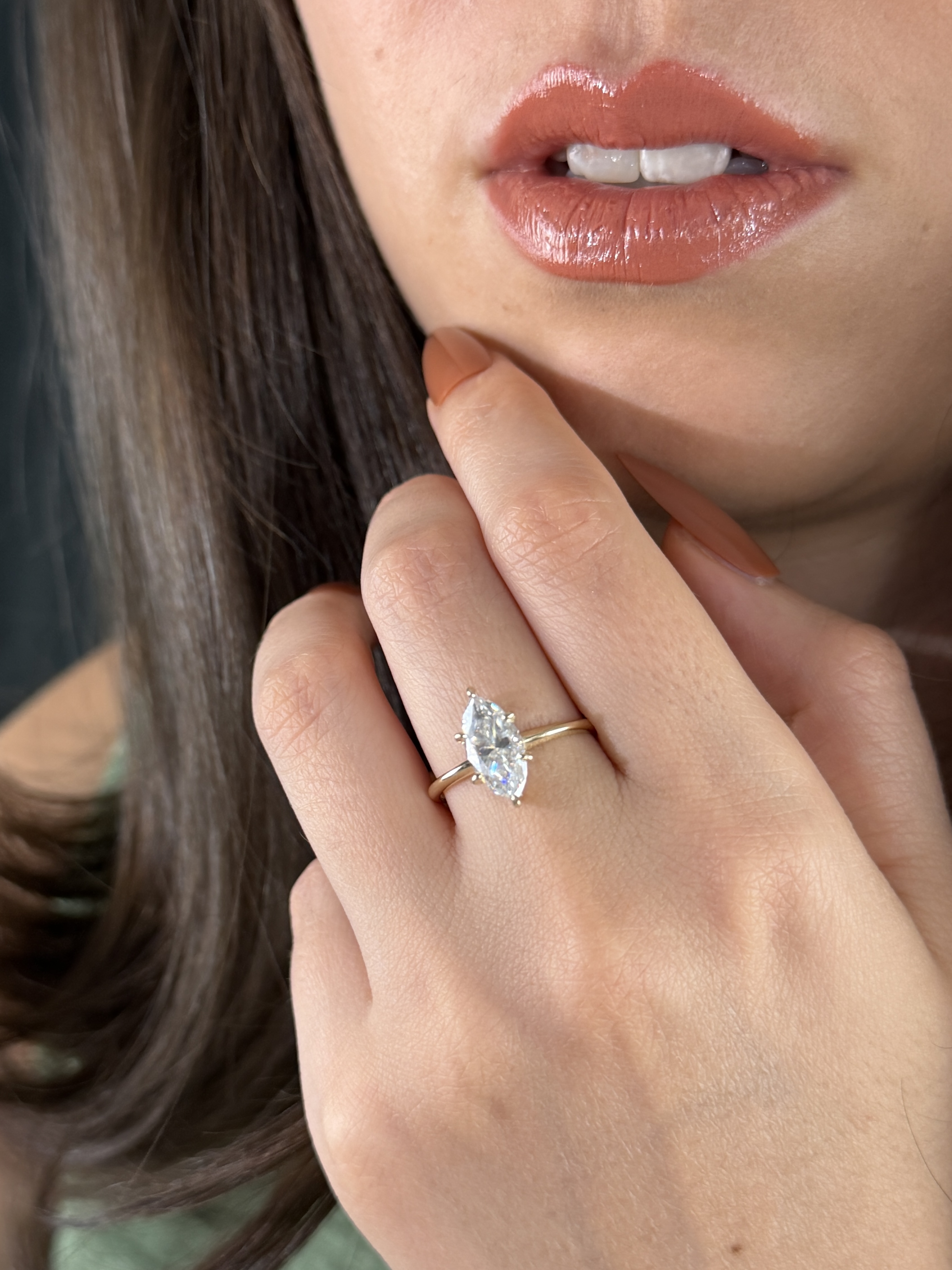  Anillo Compromiso Marquise Moissanita 2ct Oro 10k y 14k