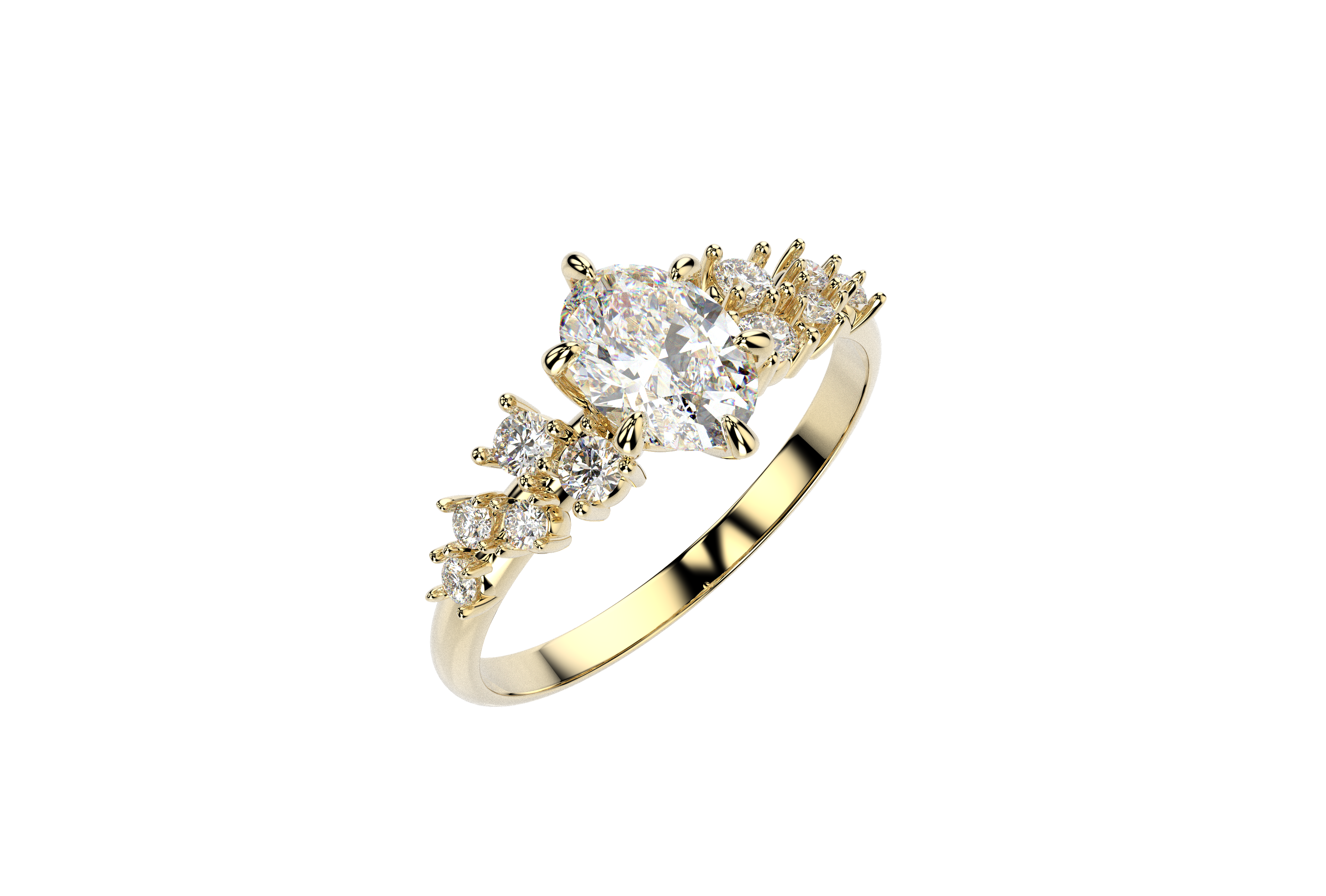 Anillo Compromiso Moissanita 1.2ct Oval Constelacion Oro 10k