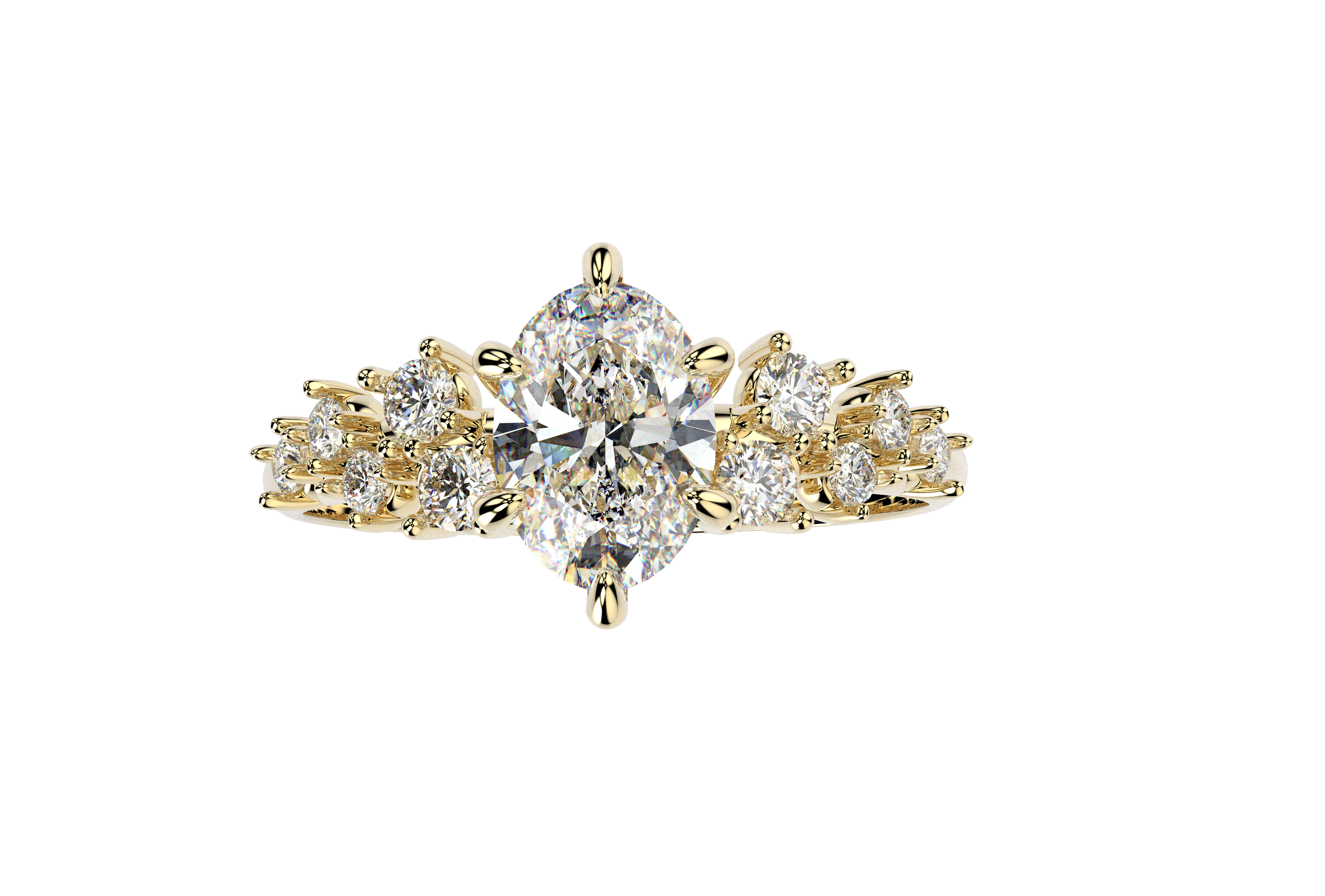 Anillo Compromiso Moissanita 1.2ct Oval Constelacion Oro 10k y 14k