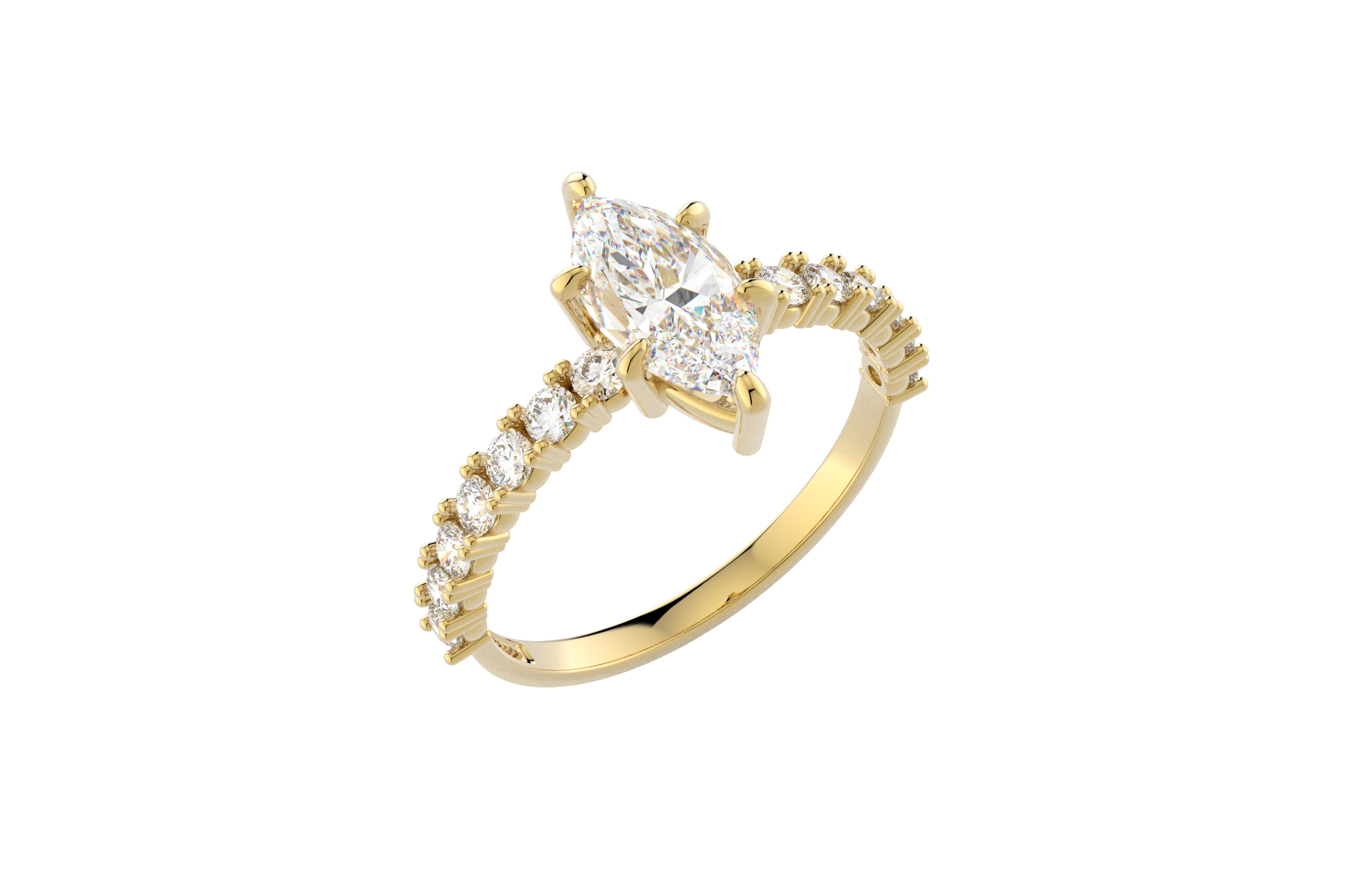 Anillo Promesa Marquise 1ct Moissanita Oro 10k y 14k