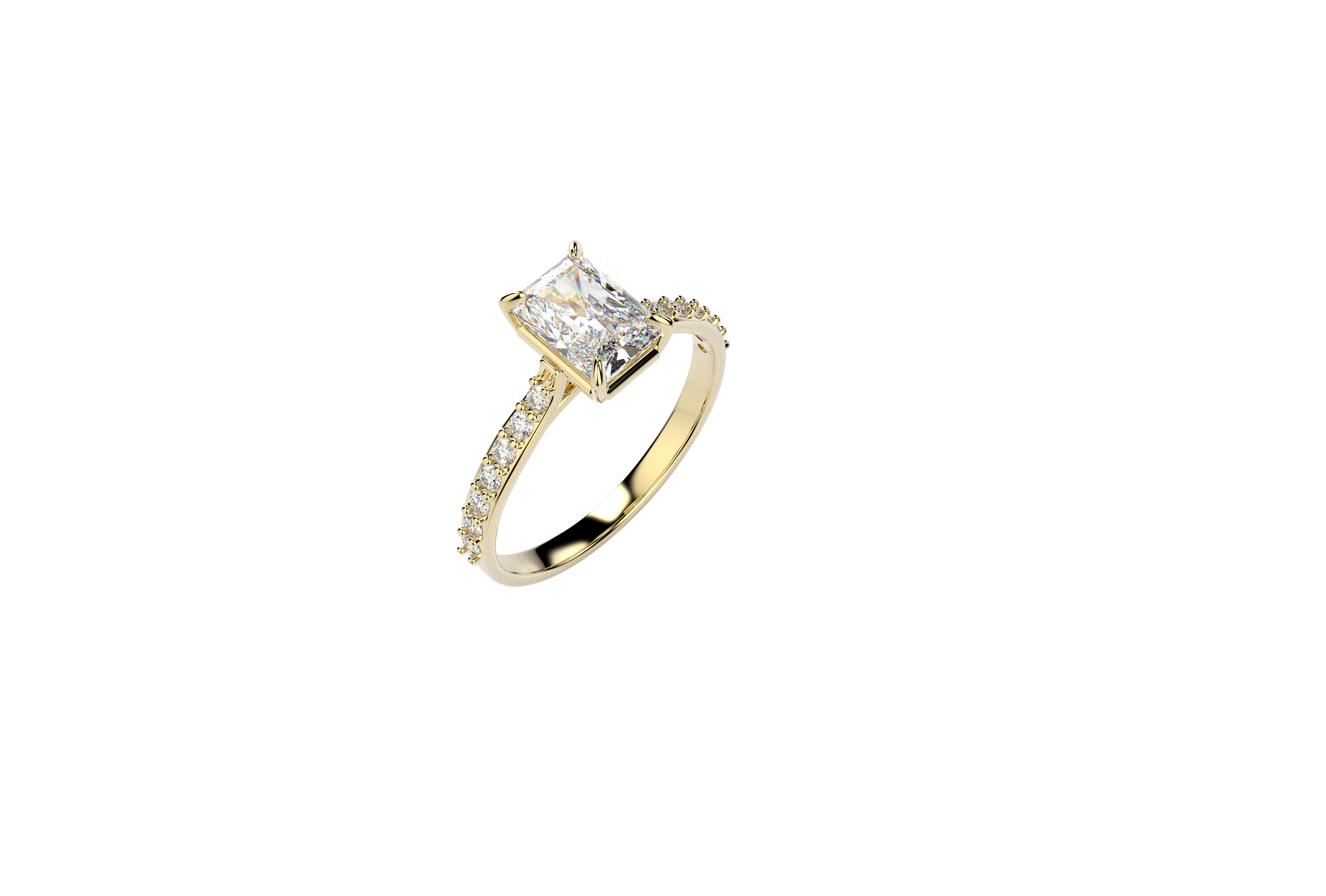 Anillo Compromiso Moissanita Corte Radiante 1.21ct Oro 10k o 14k