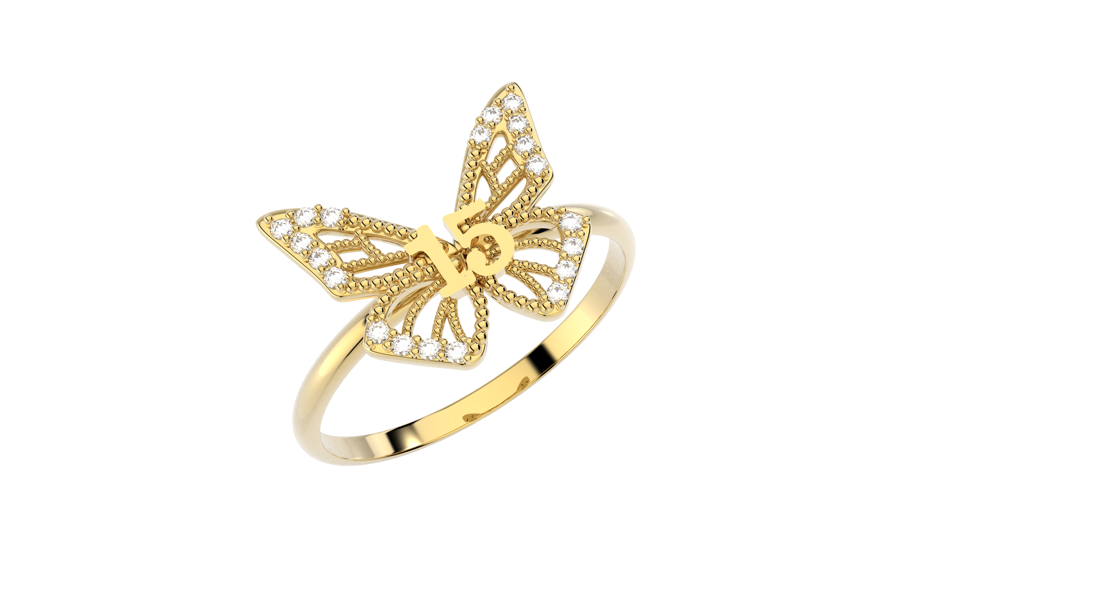 Anillo Mariposa 15 Años Oro 10k o 14k