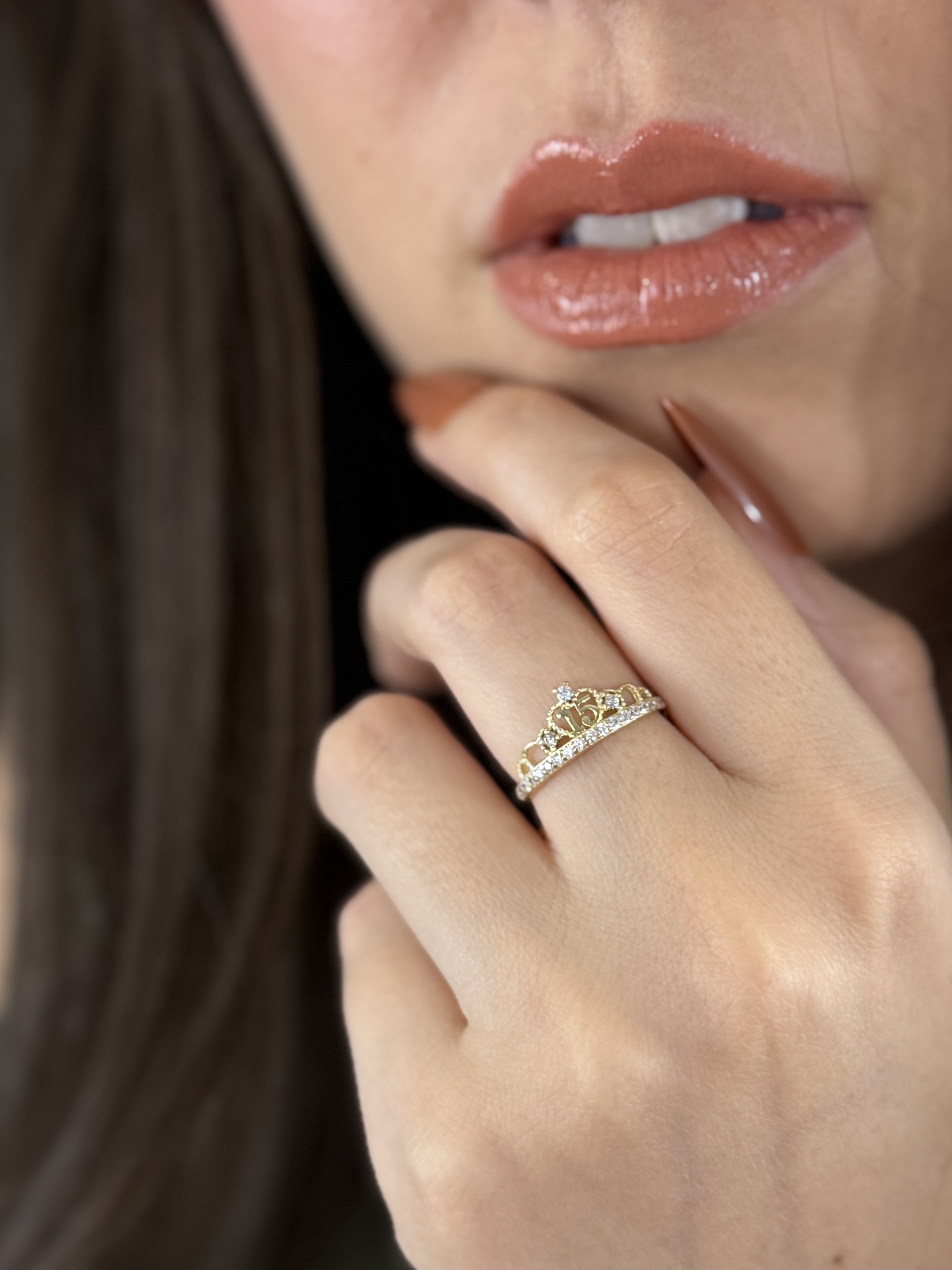 Anillo 15 Años Oro 10k O 14K Corona Corazon