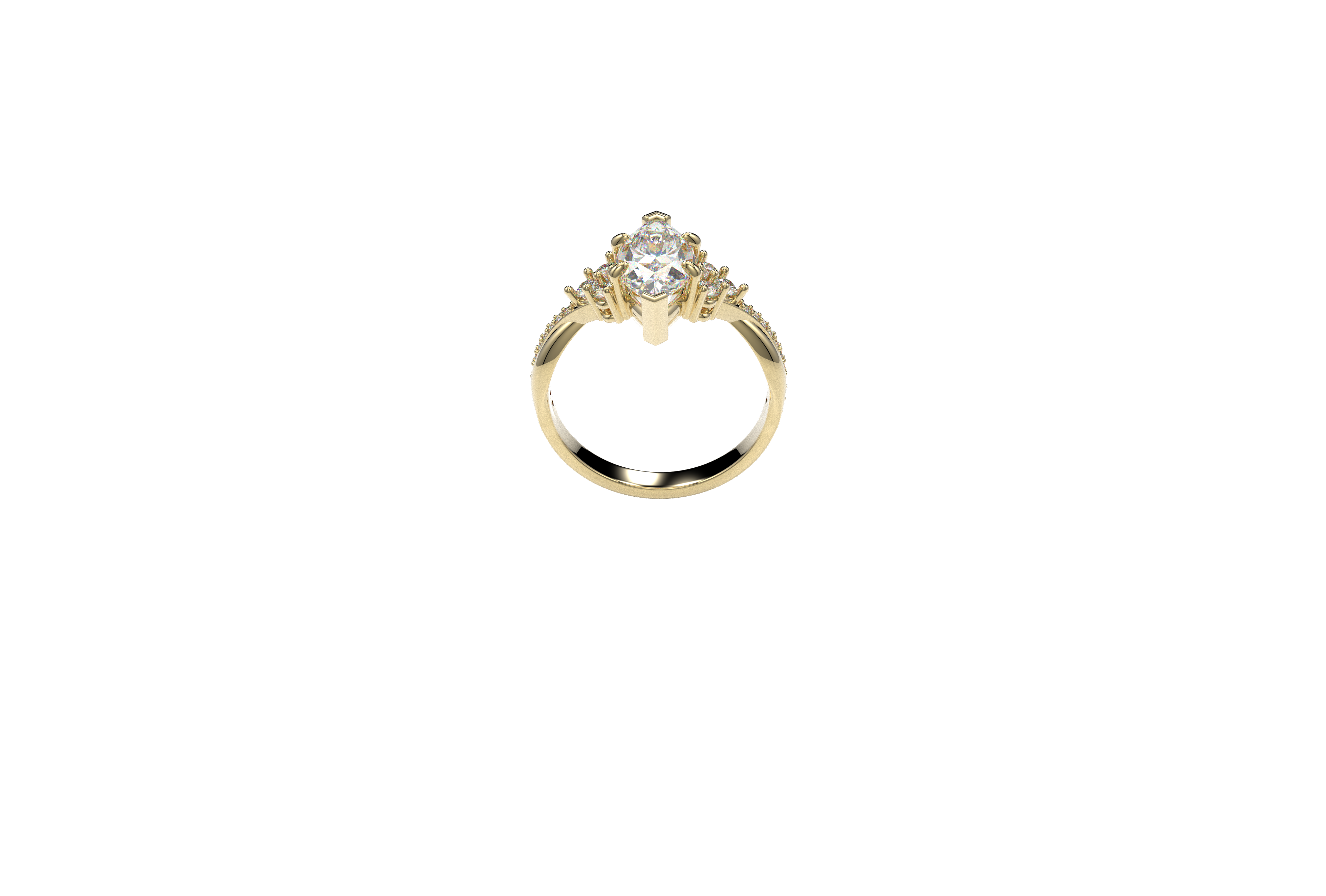 Anillo de compromiso marquise 2.28ct Moissanita oro 10K y 14k