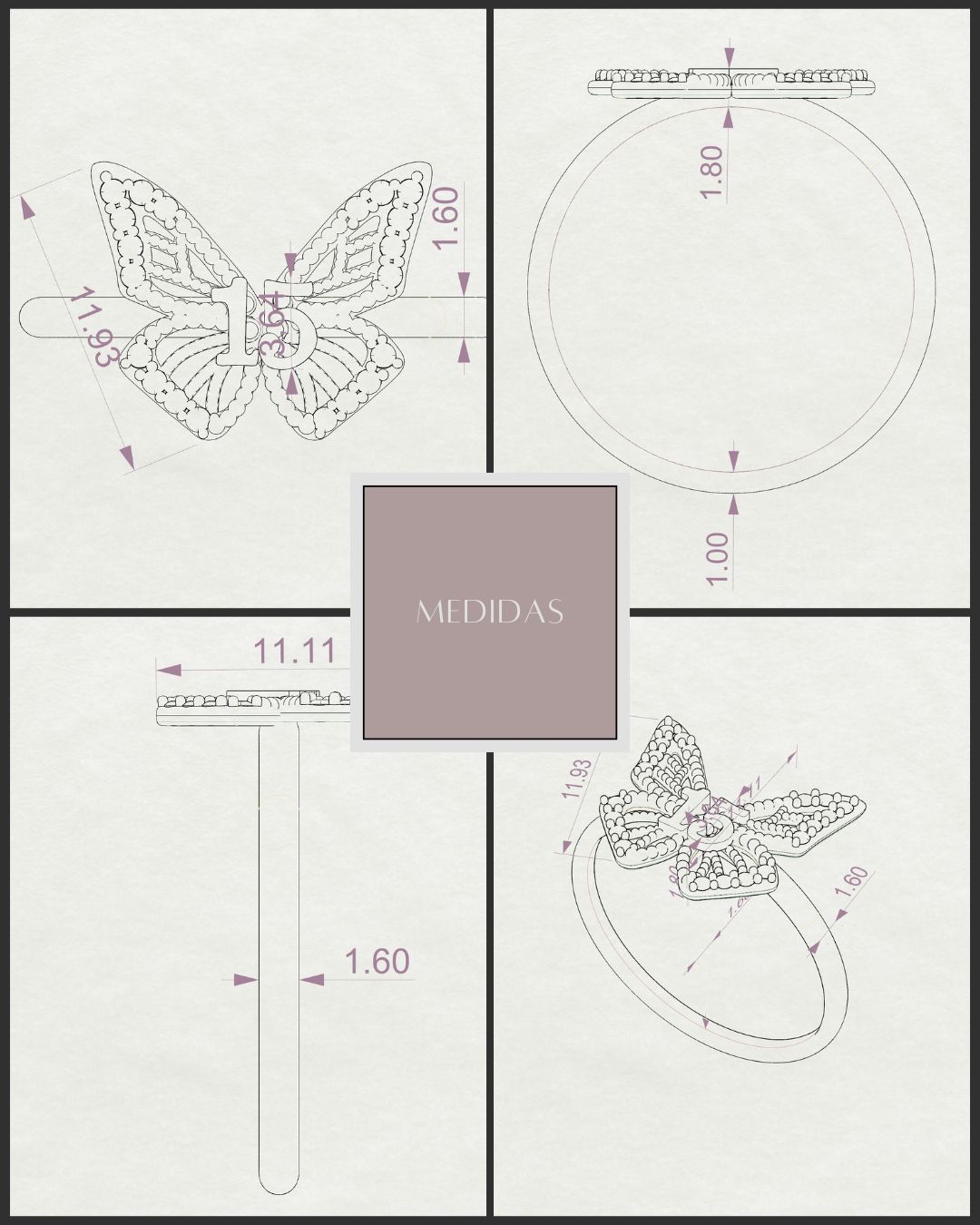 Anillo Mariposa 15 Años Oro 10k o 14k