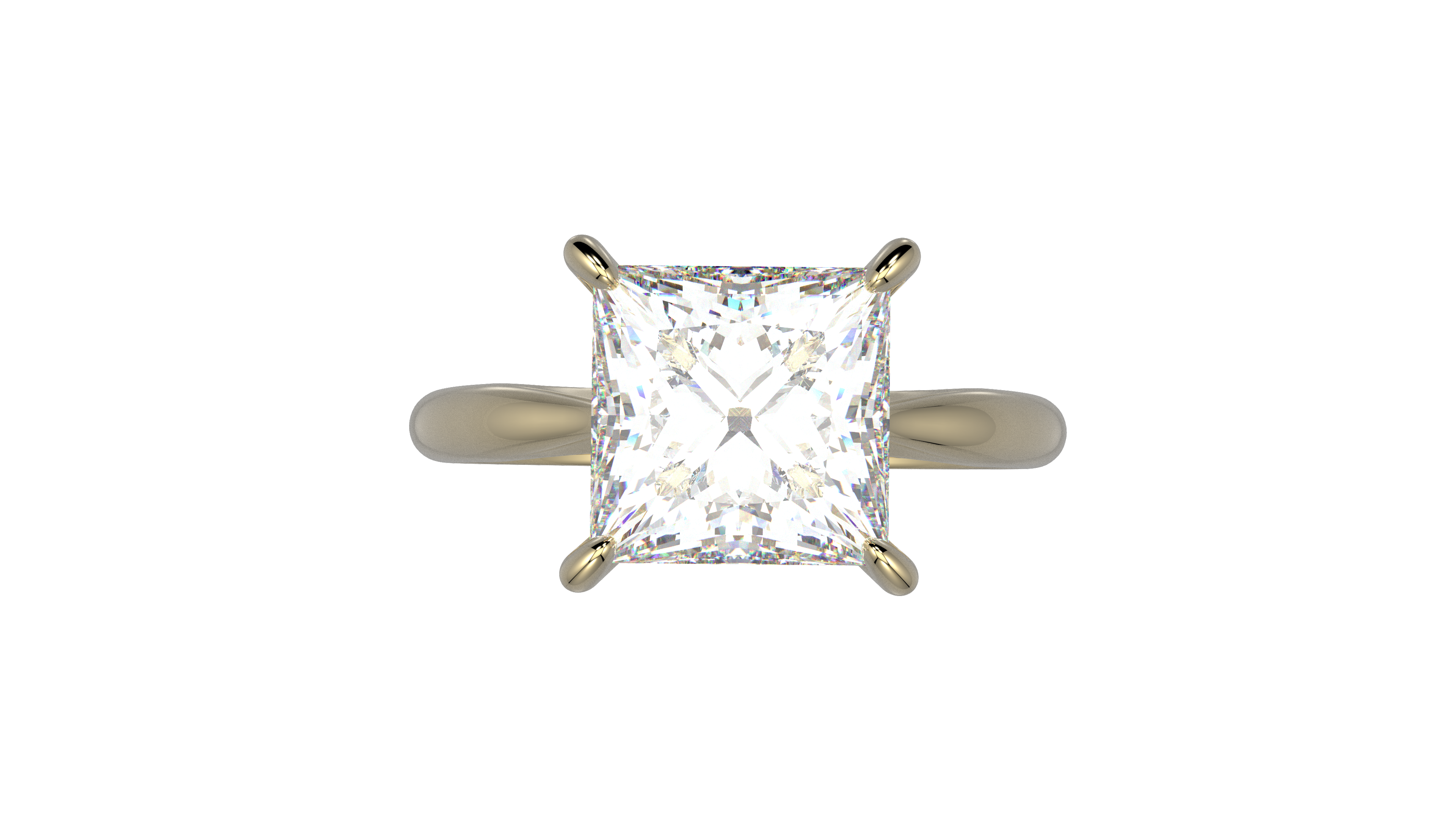 Anillo Compromiso Princess Moissanita 2ct Oro 10k o 14k