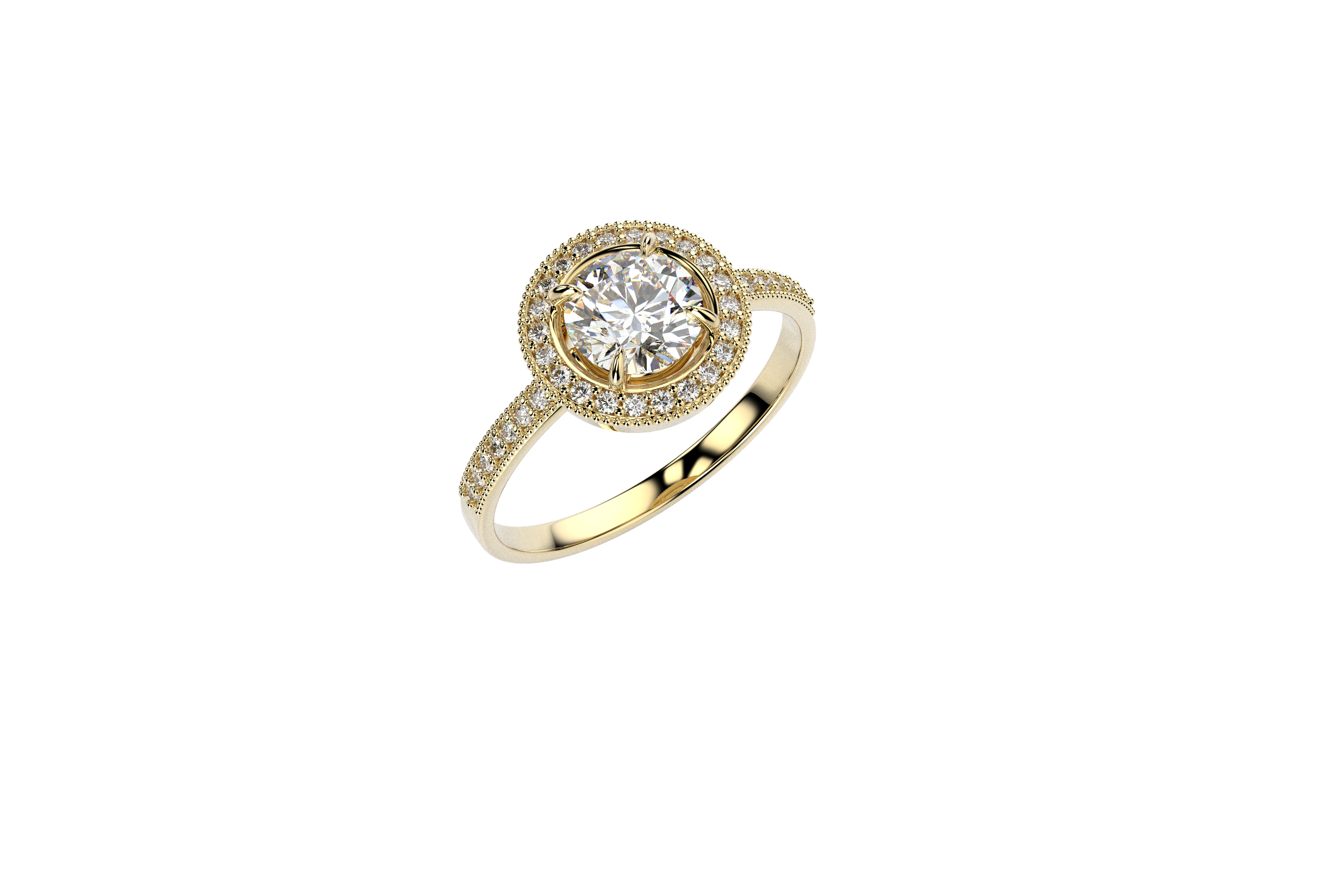 Anillo Compromiso Moissanita Oro 10k o 14k Halo Redonda 1.18ct