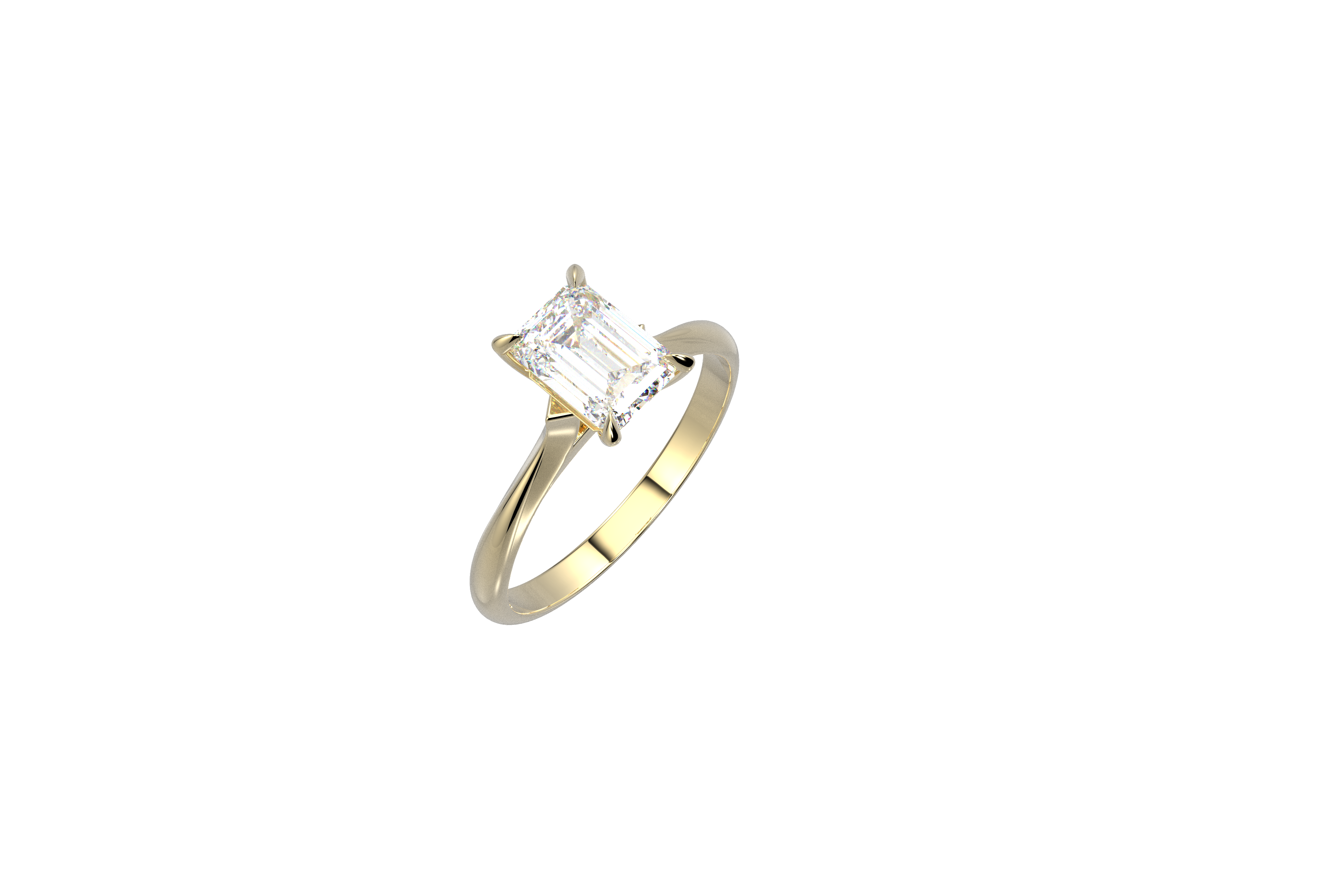 Anillo Moissanita 1ct Corte Esmeralda  Catedral Oro 10k Jenel