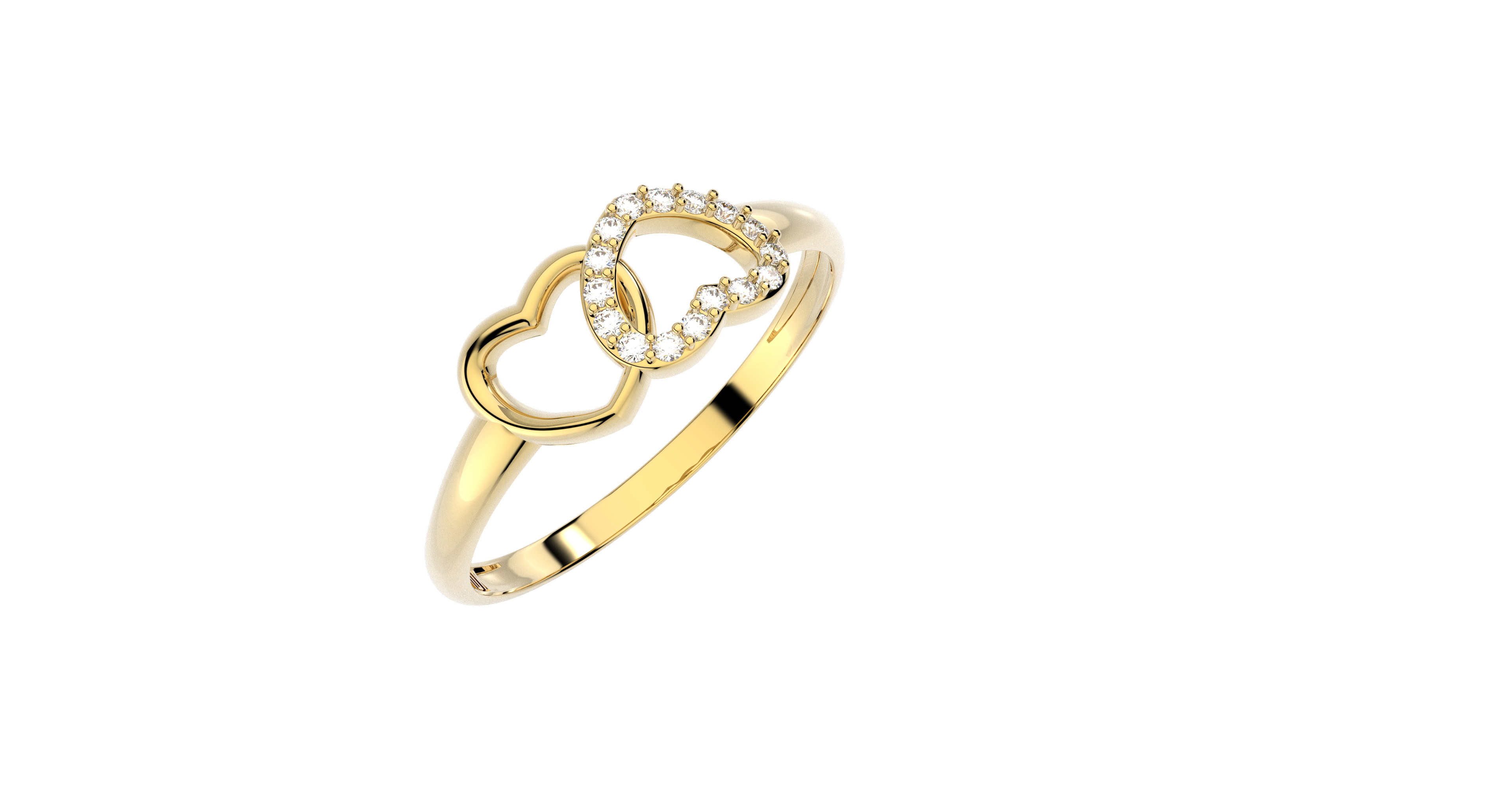 Anillo Corazón Doble Delgado Oro 10k o 14k