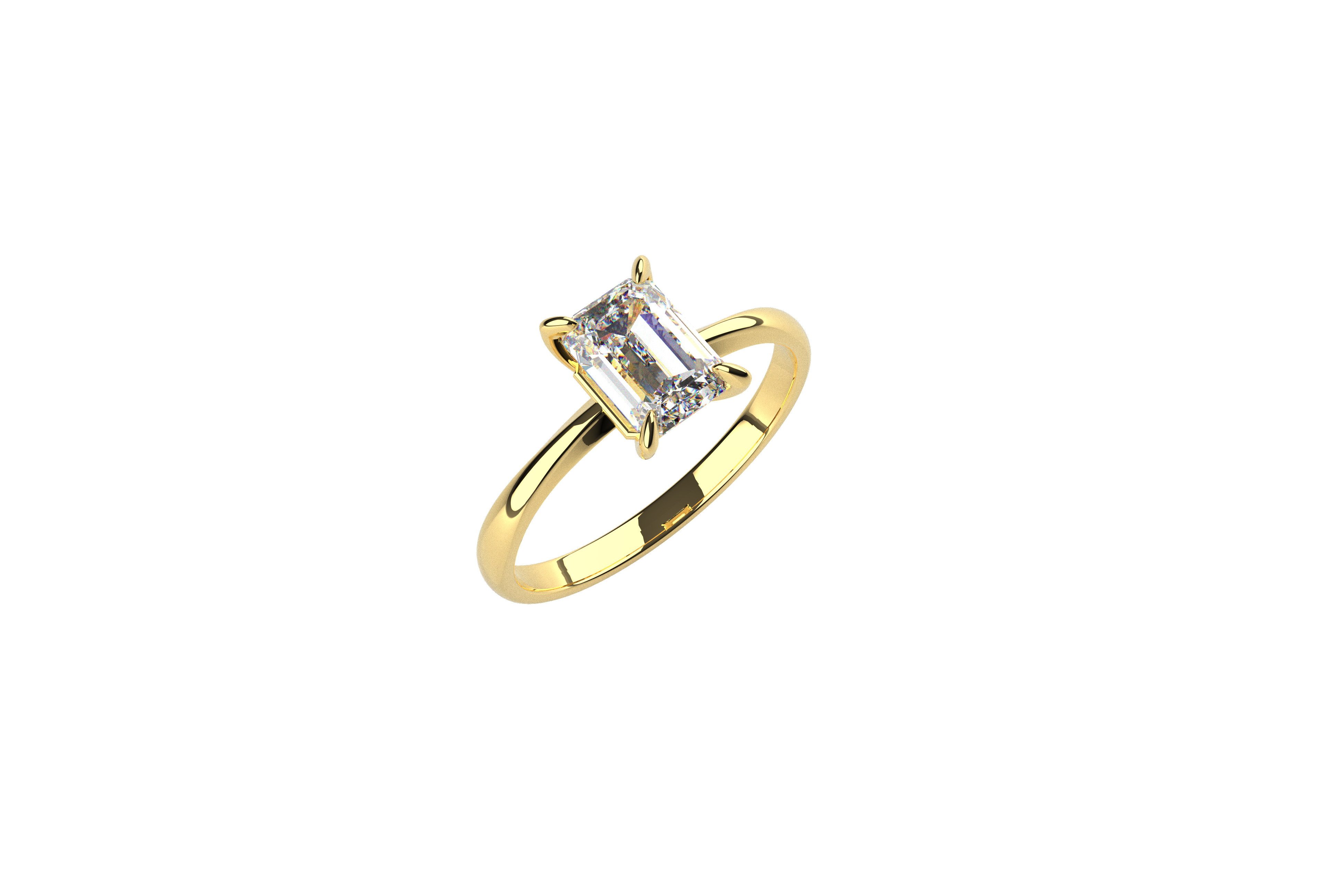 Anillo Moissanita 1ct Corte Esmeralda Oro 10k y 14k Jenel