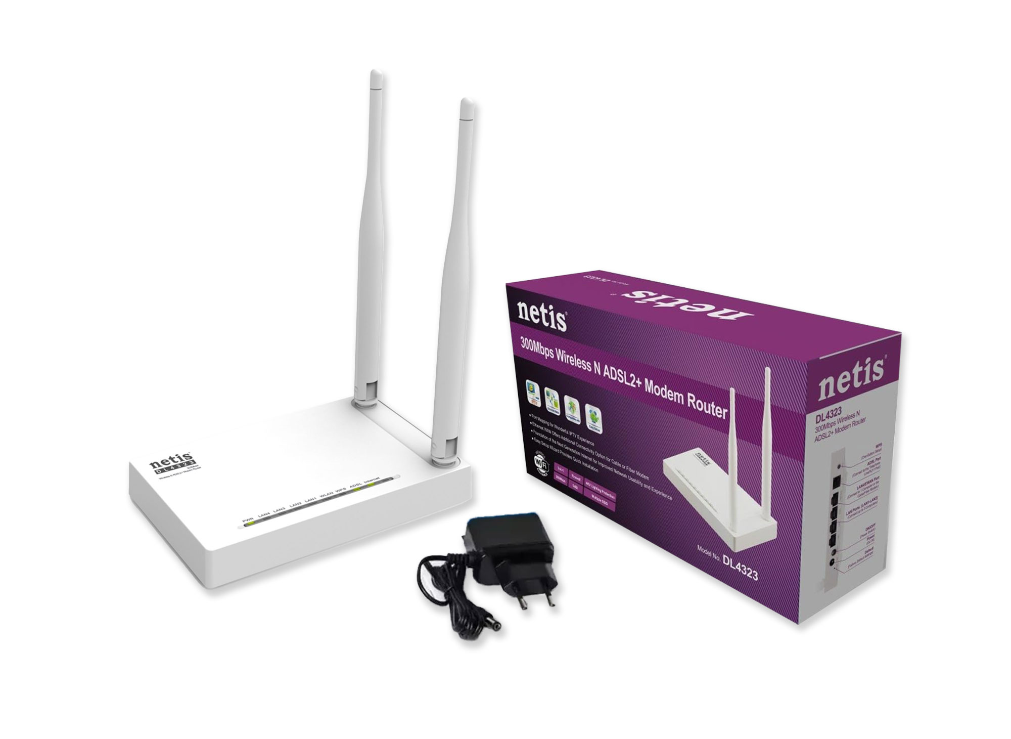 Netis Wireless N ADSL2+ Modem Router 4323DL