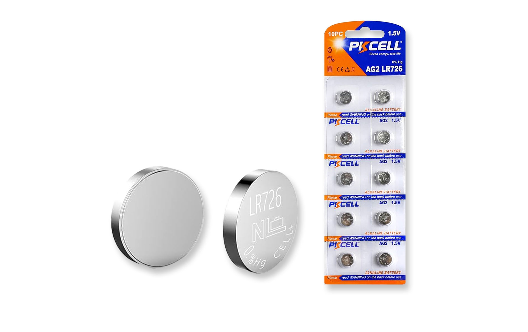 PKCELL AG2 LR726 Button Cell Batteries