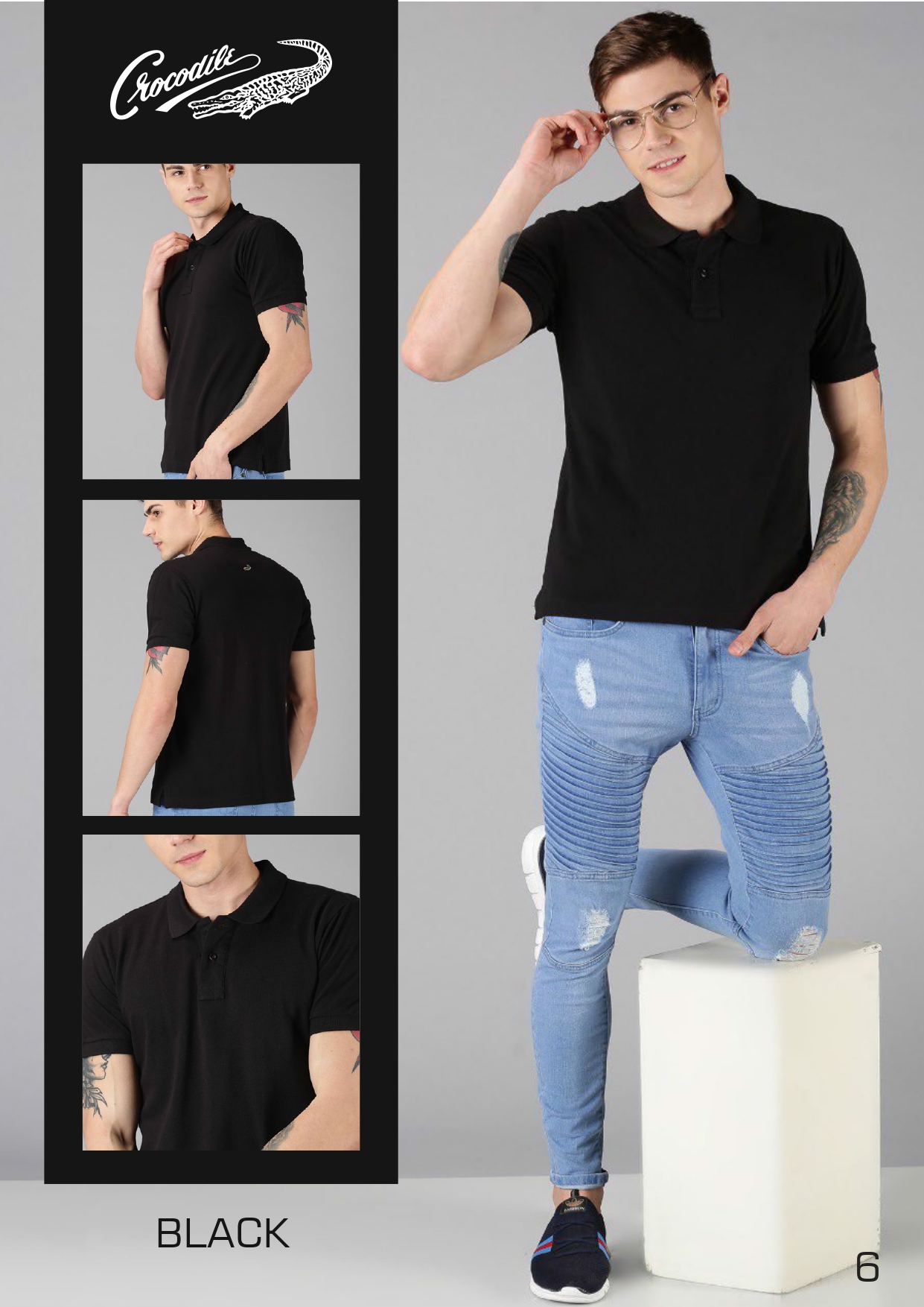 Black Crocodile Polo Shirt