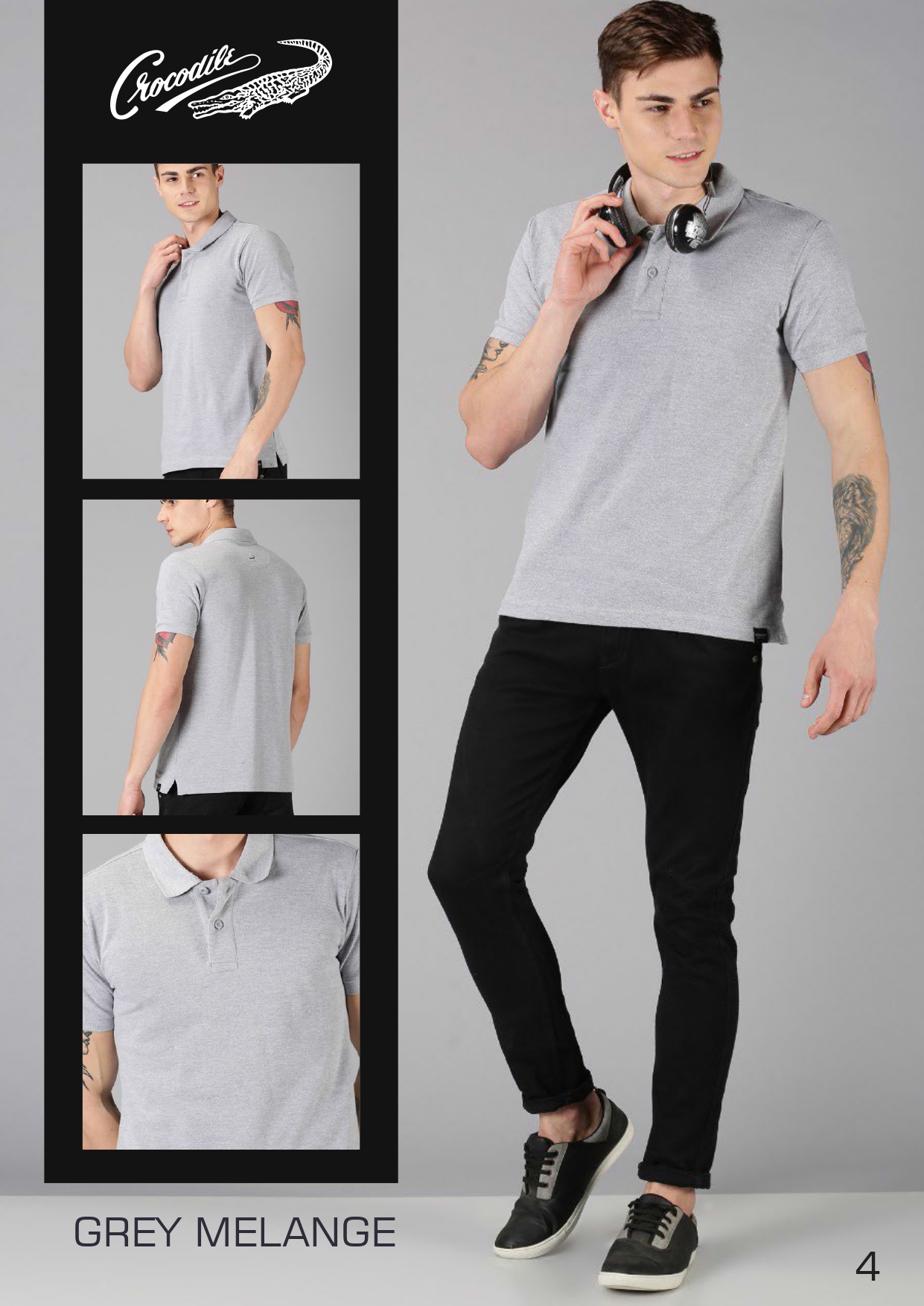 Grey Crocodile Polo Shirt