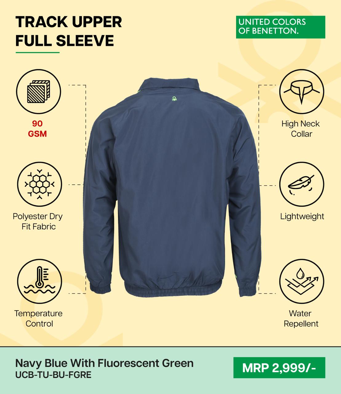 BENETTON - UCB- TRACK UPPER - UCB-TU-BU-FGRE (NAVY BLUE WITH FLUORESCENT GREEN)