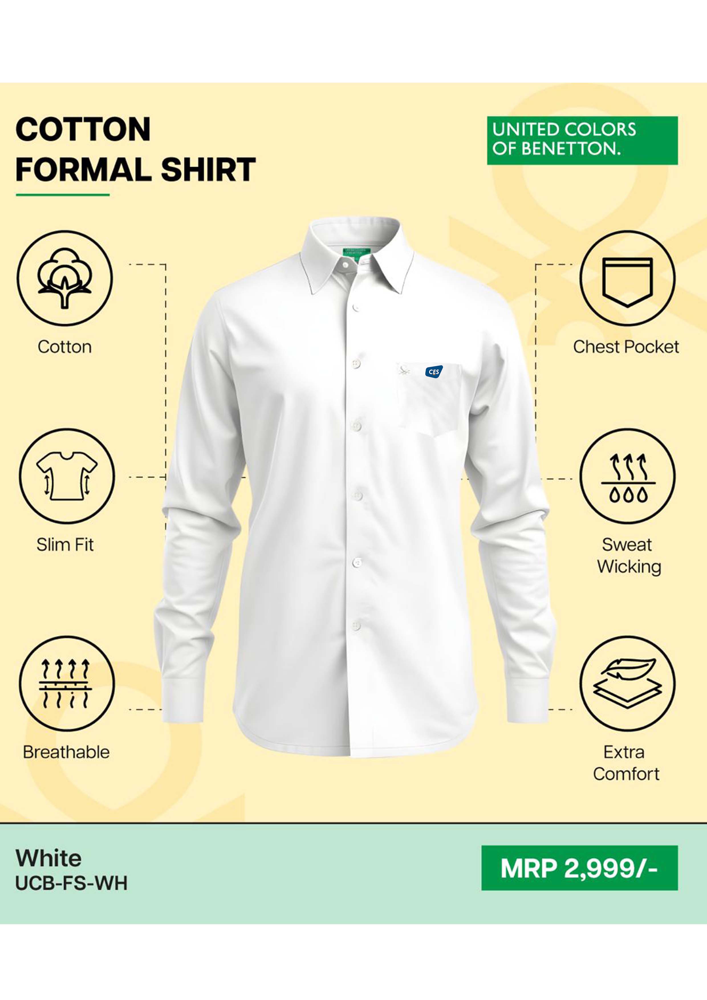 BENETTON - UCB- FORMAL SHIRT - UCB-FS-WH (WHITE)