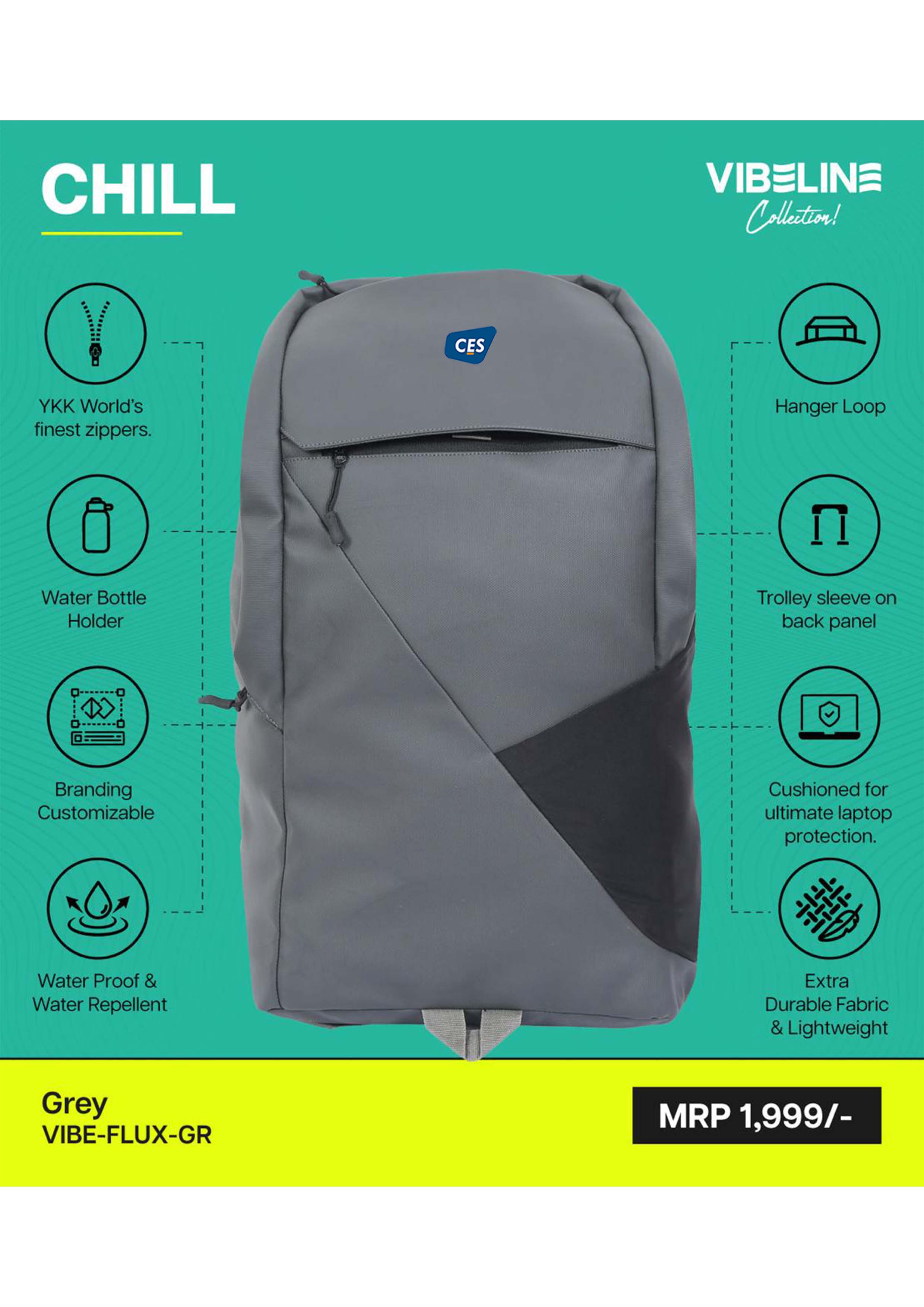 VIBELINE COLLECTION- BAGS - VIBELINE COLLECTION- FLUX - VIBE-FLUX-GR (DARK GREY)