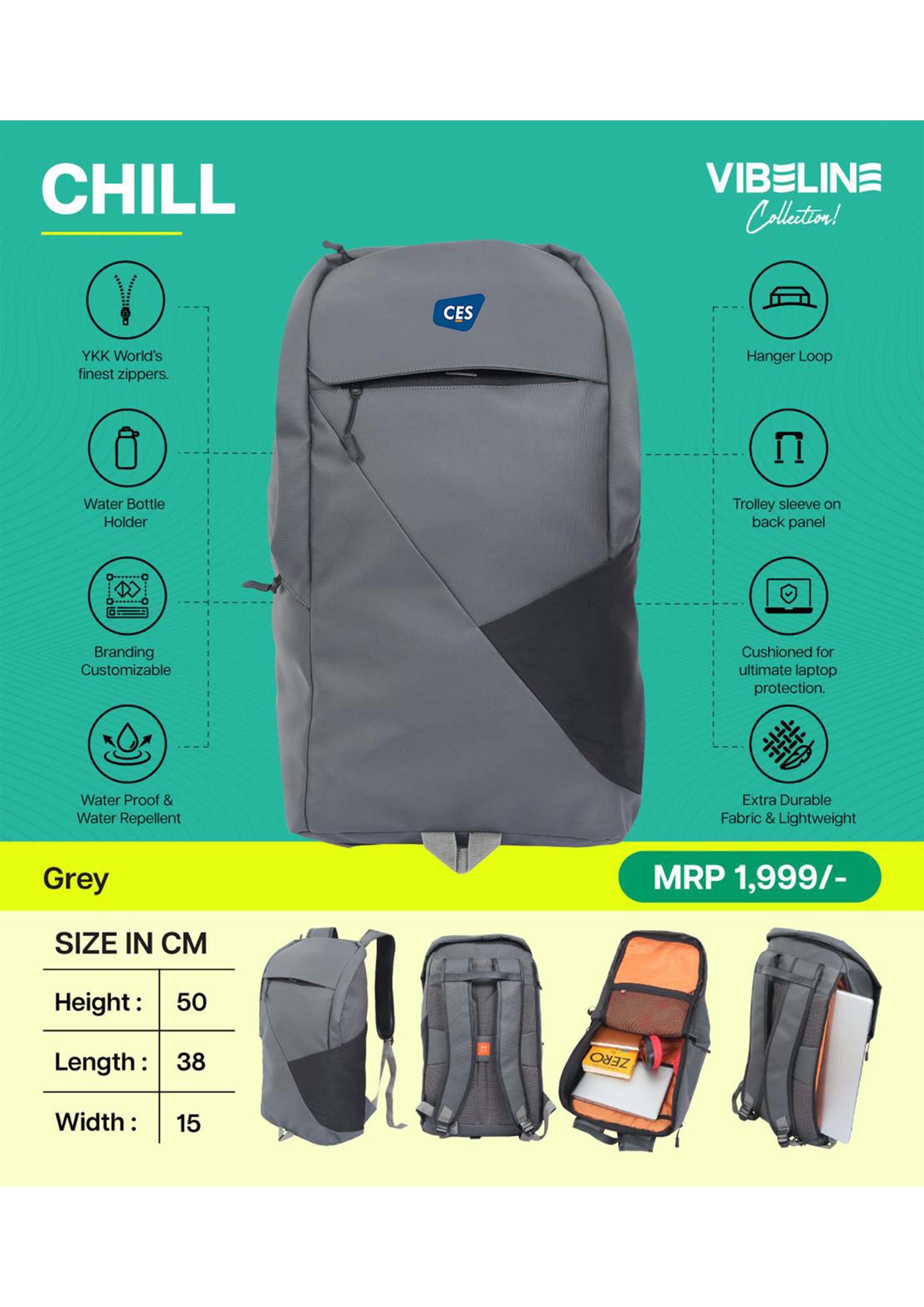 VIBELINE COLLECTION- BAGS - VIBELINE COLLECTION- FLUX - VIBE-FLUX-GR (DARK GREY)