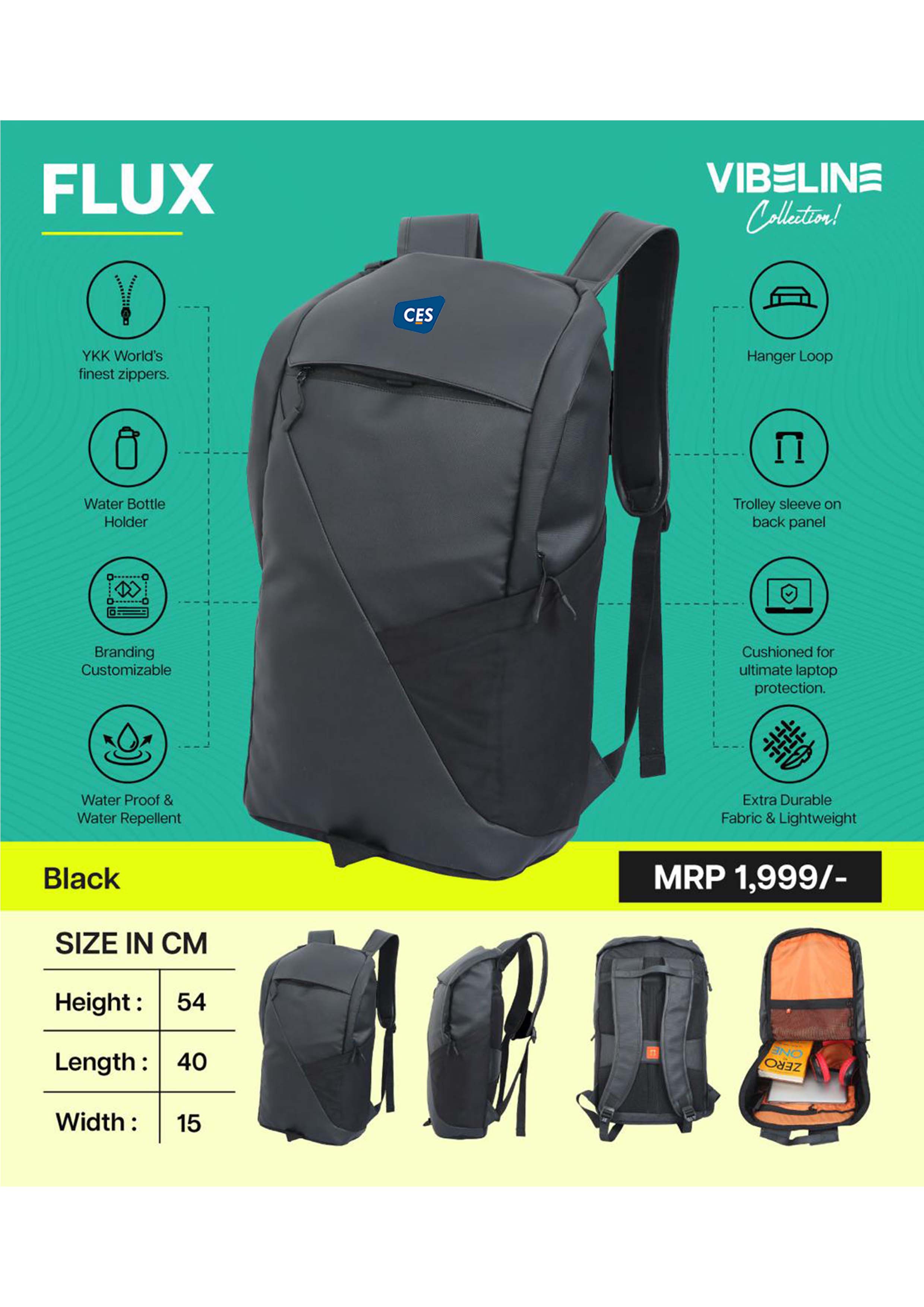 VIBELINE COLLECTION- BAGS - VIBELINE COLLECTION- FLUX - VIBE-FLUX-BL (BLACK)