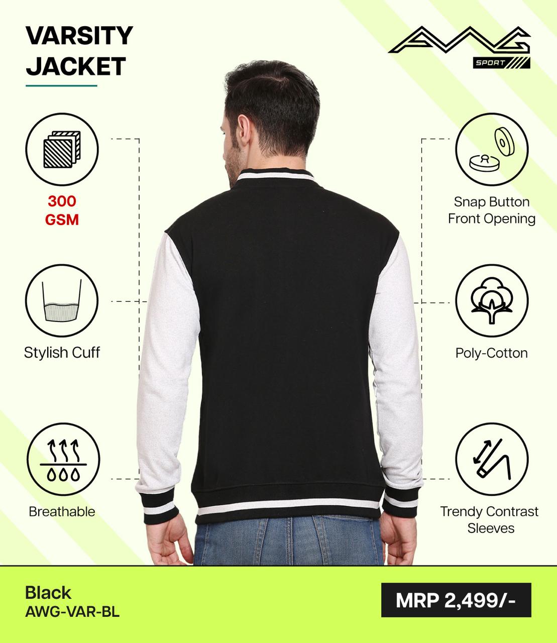 JACKETS - AWG - VARSITY JACKET - AWG-VAR-BL (BLACK)