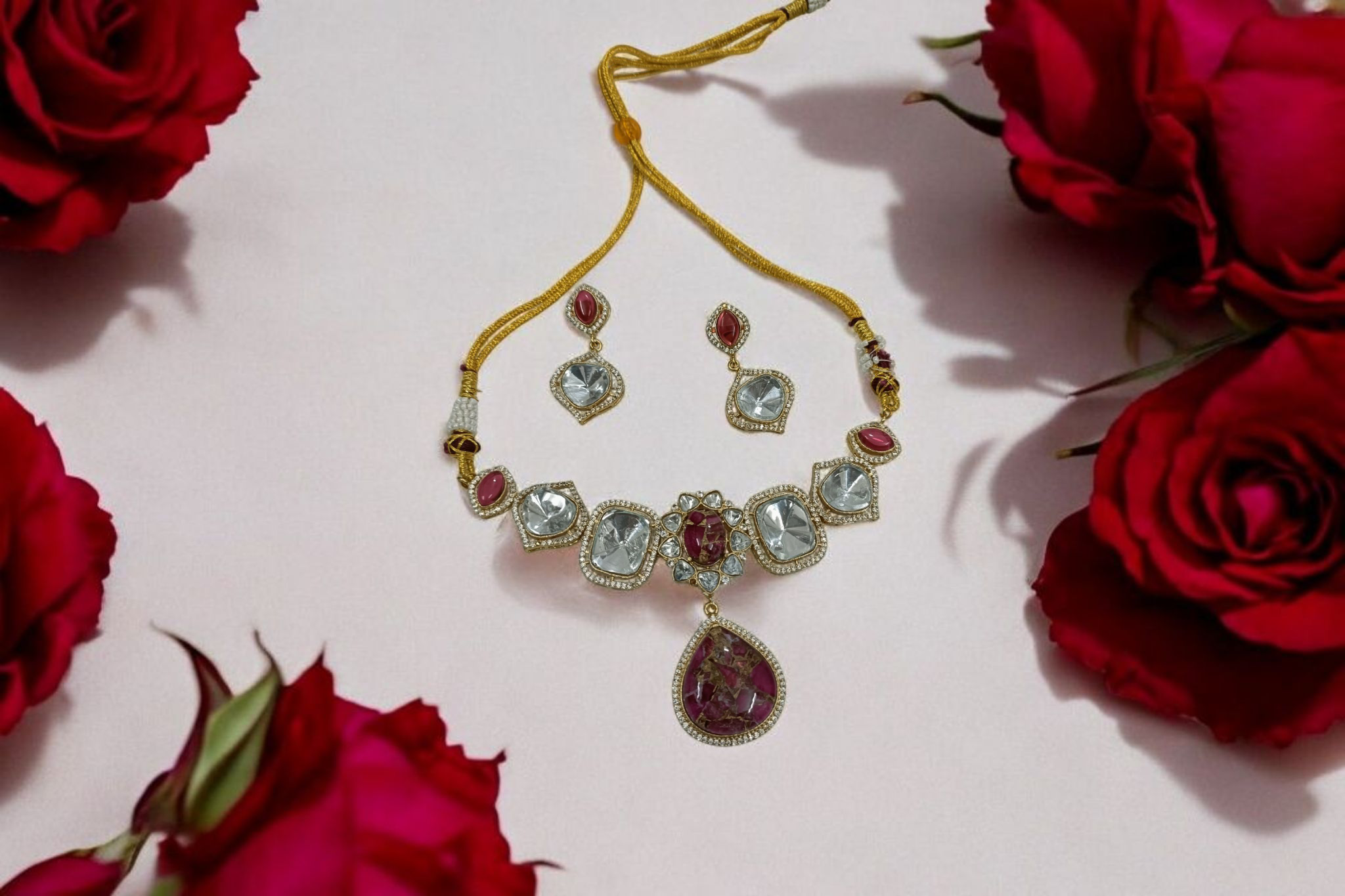 Elegant Moissanite stoned jewellery set 