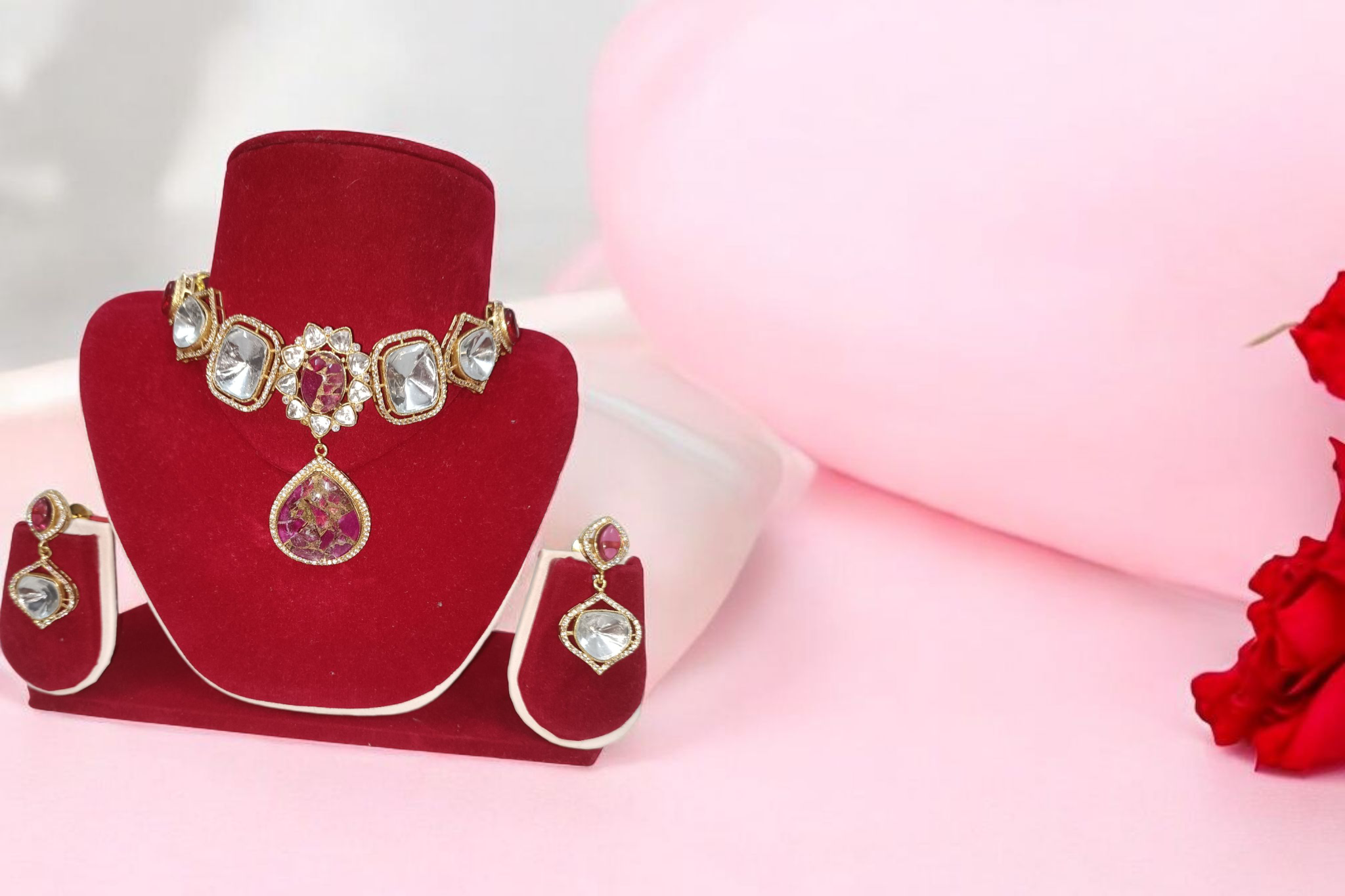 Elegant Moissanite stoned jewellery set 