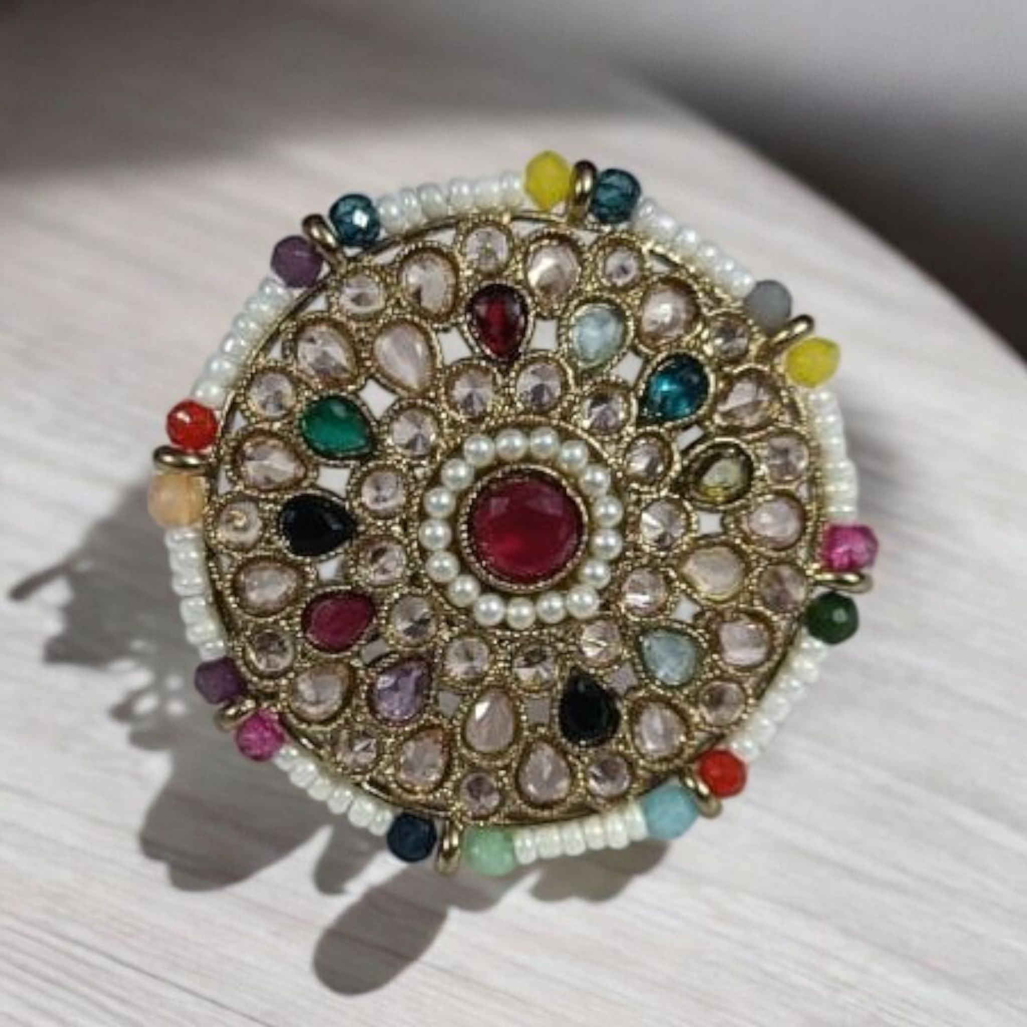 Vintage Brooch style kundan ring