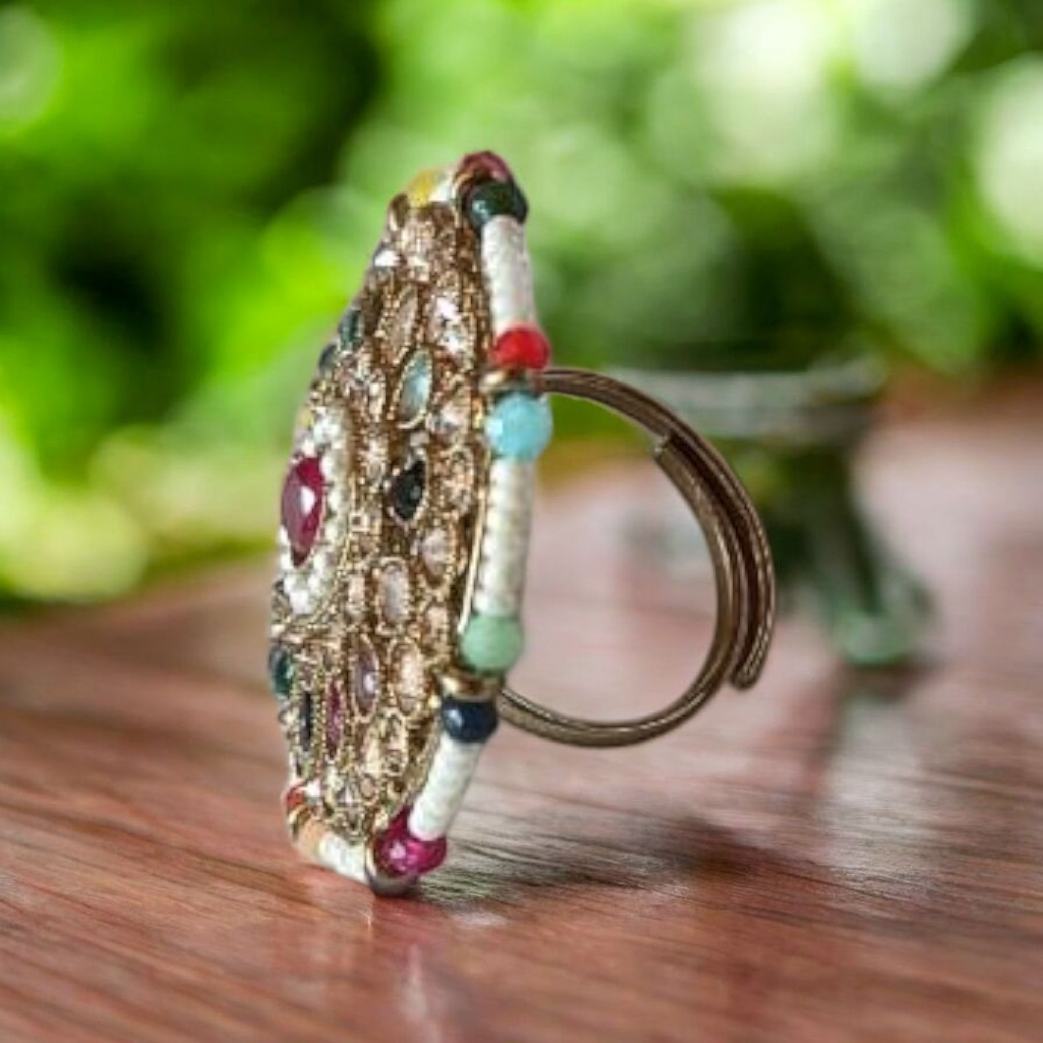 Vintage Brooch style kundan ring