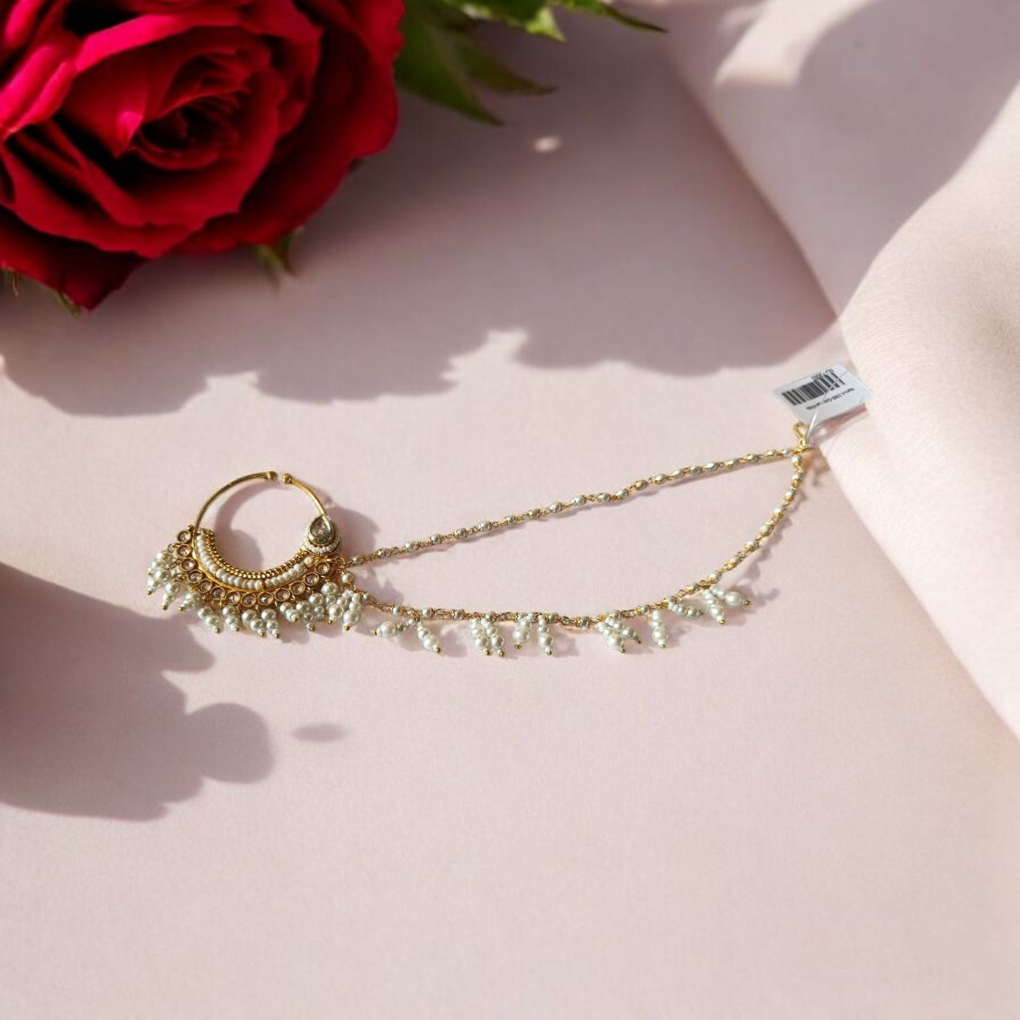 Gold Nose Ring with Chain