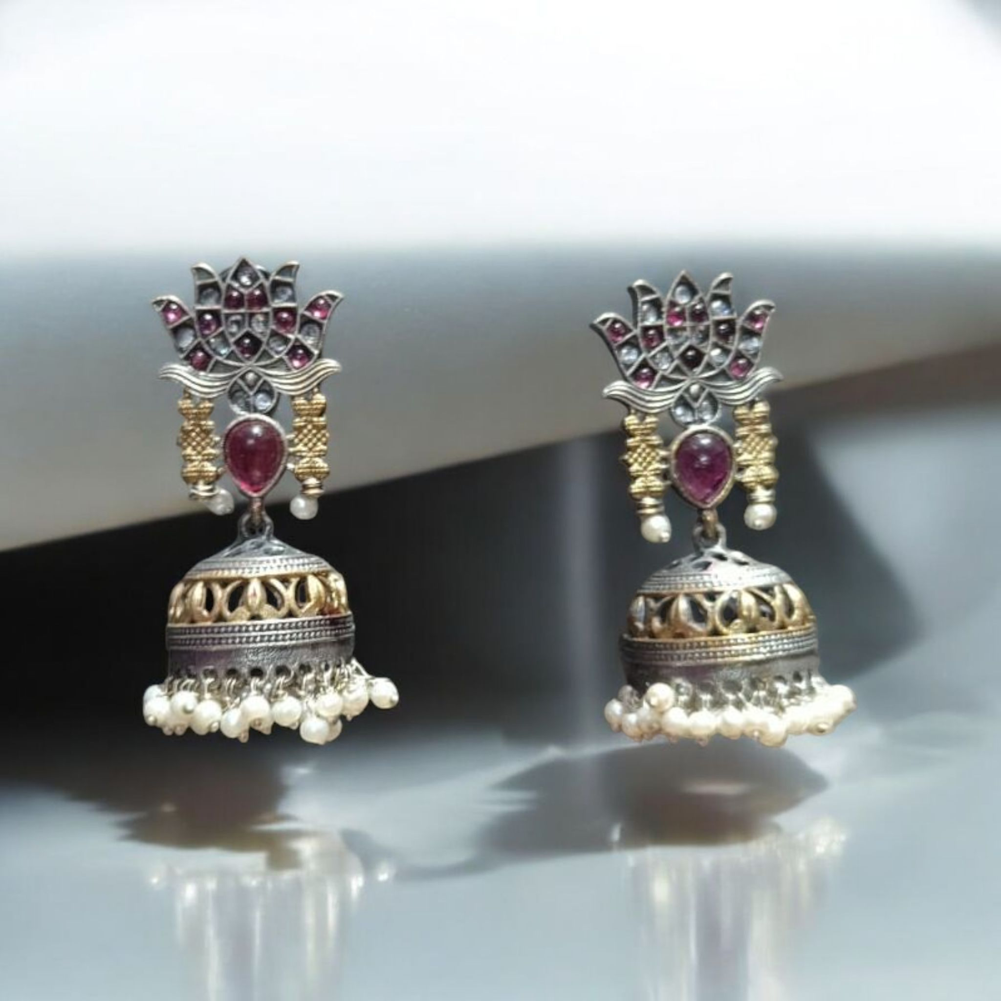 Dual toned ethnic earings