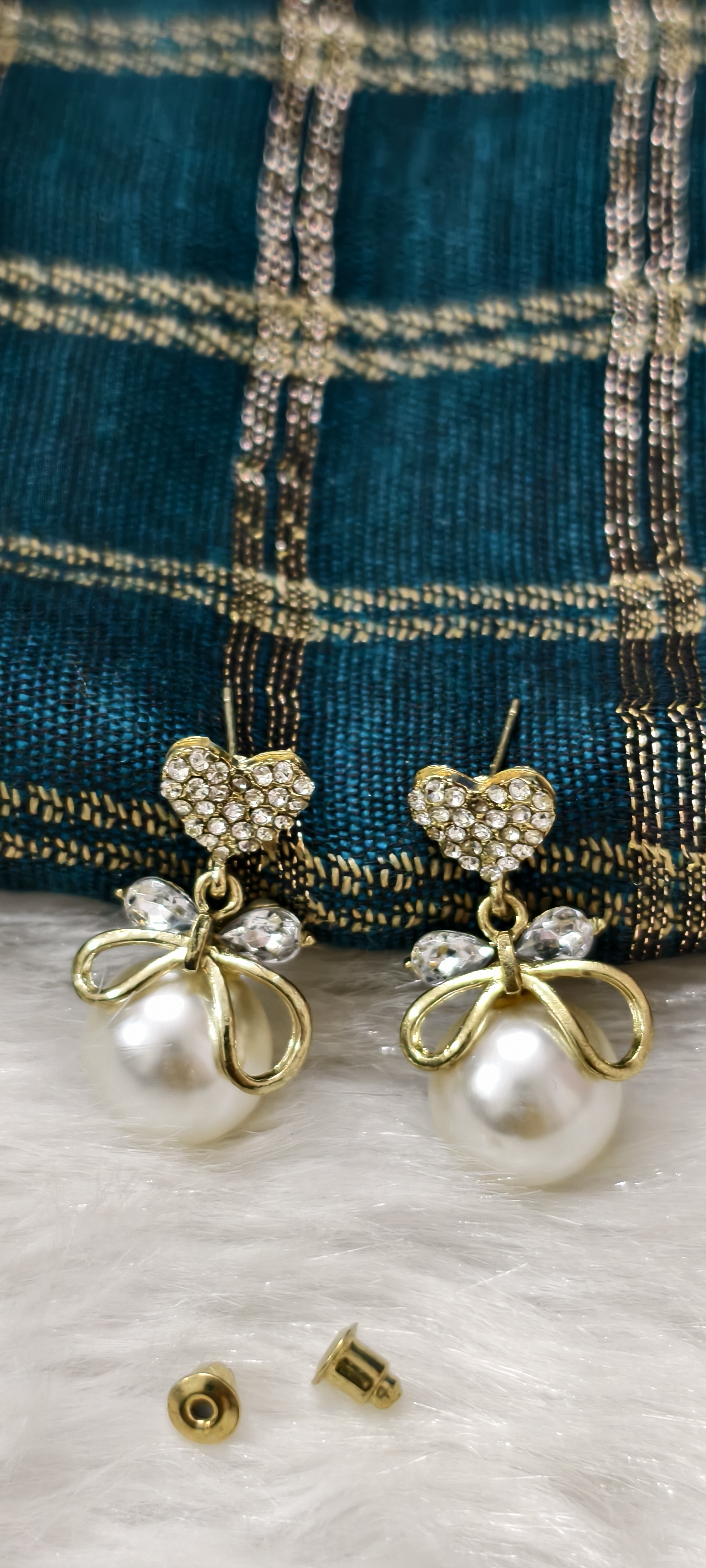 Heart Bow Pearl Earrings