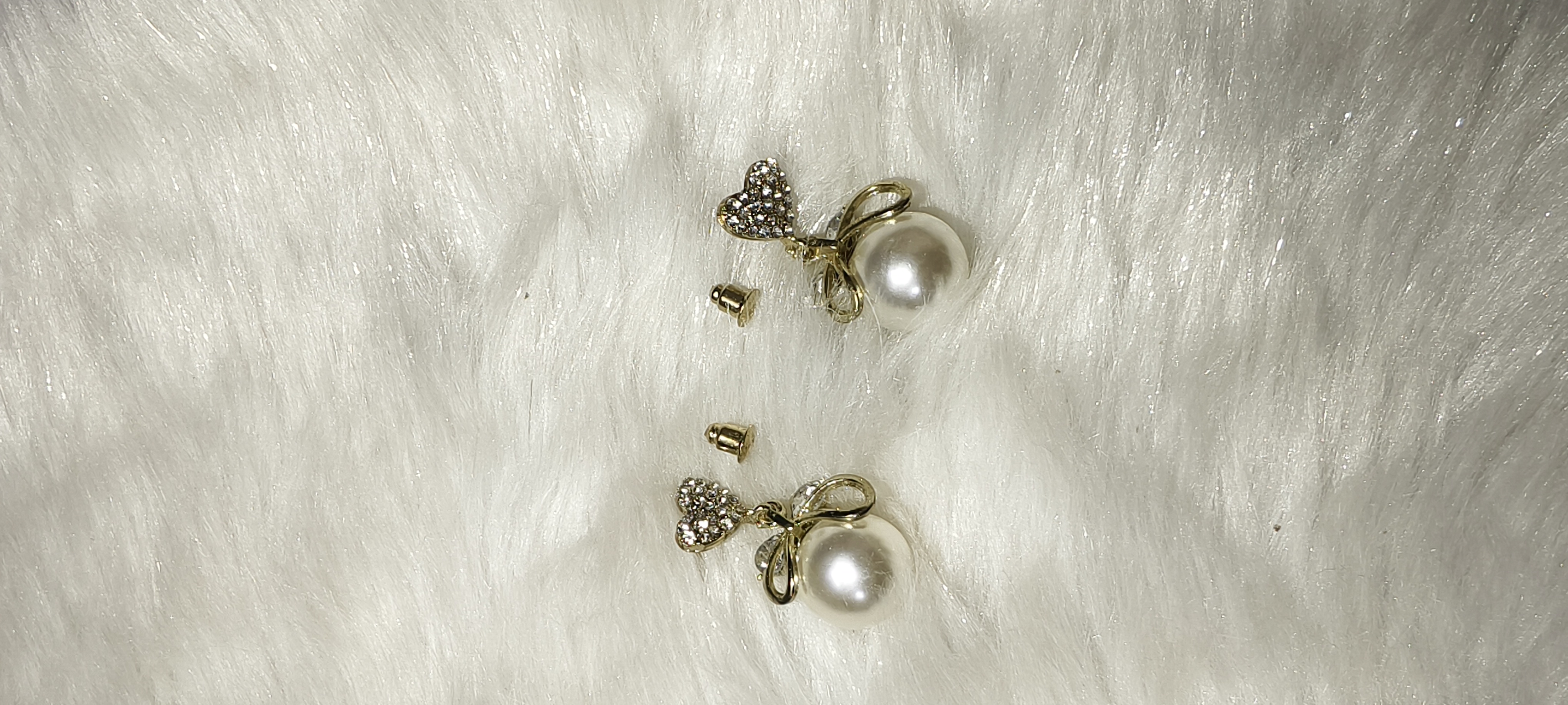 Heart Bow Pearl Earrings