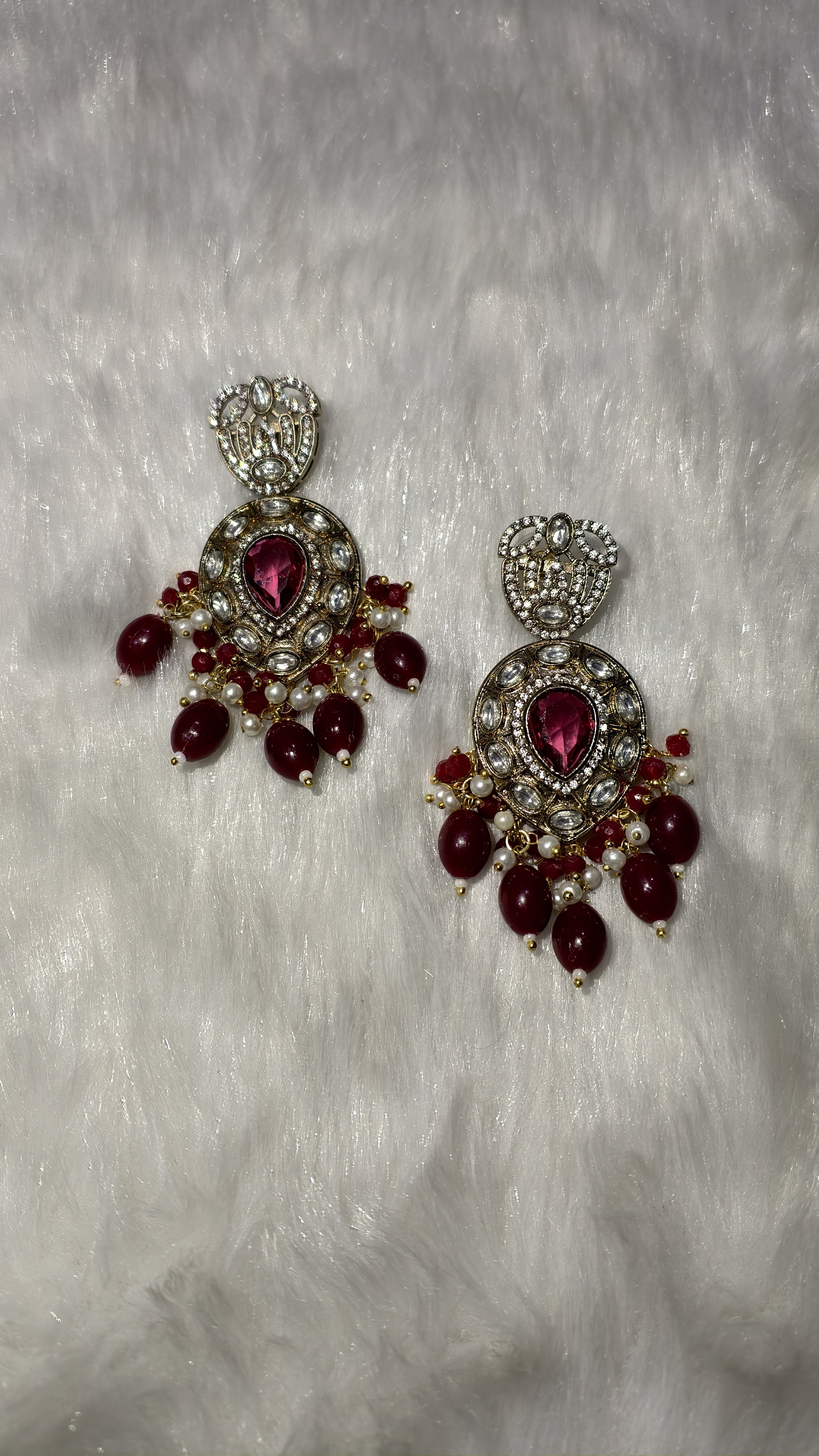 Elegant Red Beaded Victorian Necklace Set